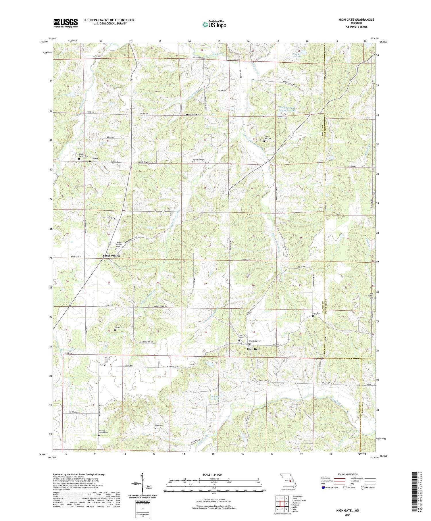 High Gate Missouri US Topo Map Image