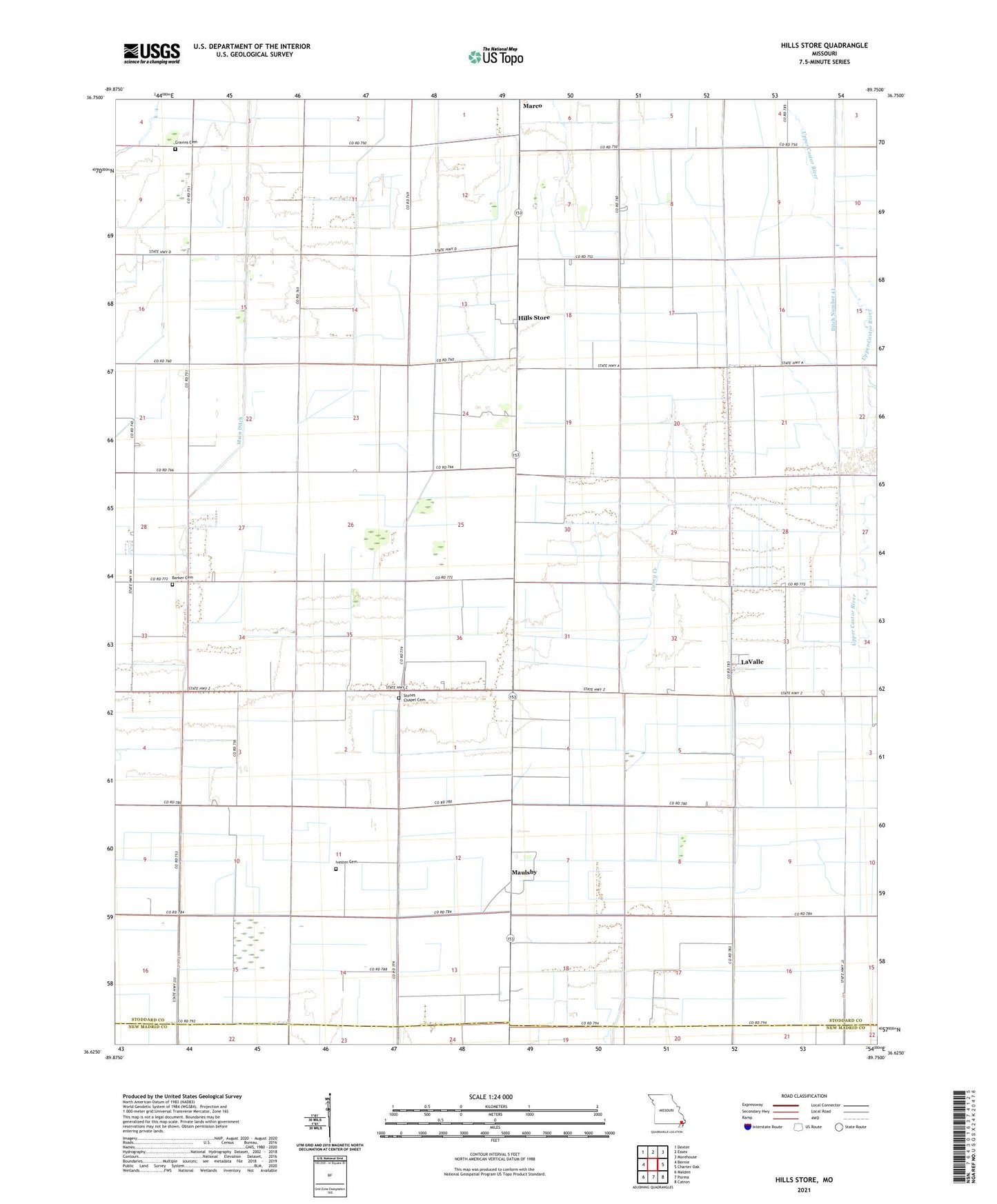 Hills Store Missouri US Topo Map Image