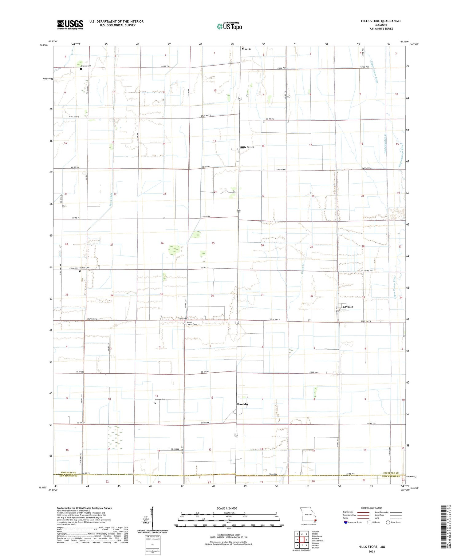Hills Store Missouri US Topo Map Image
