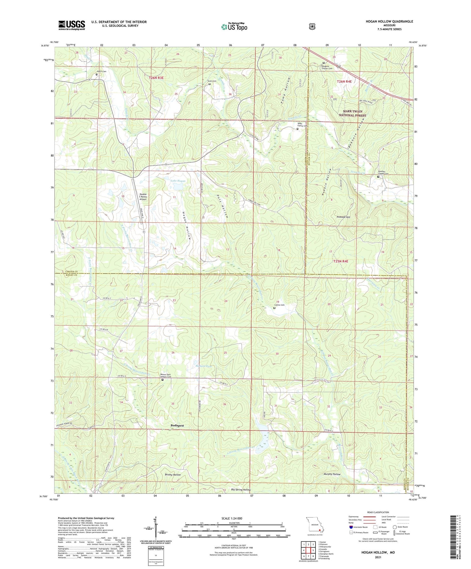 Hogan Hollow Missouri US Topo Map Image