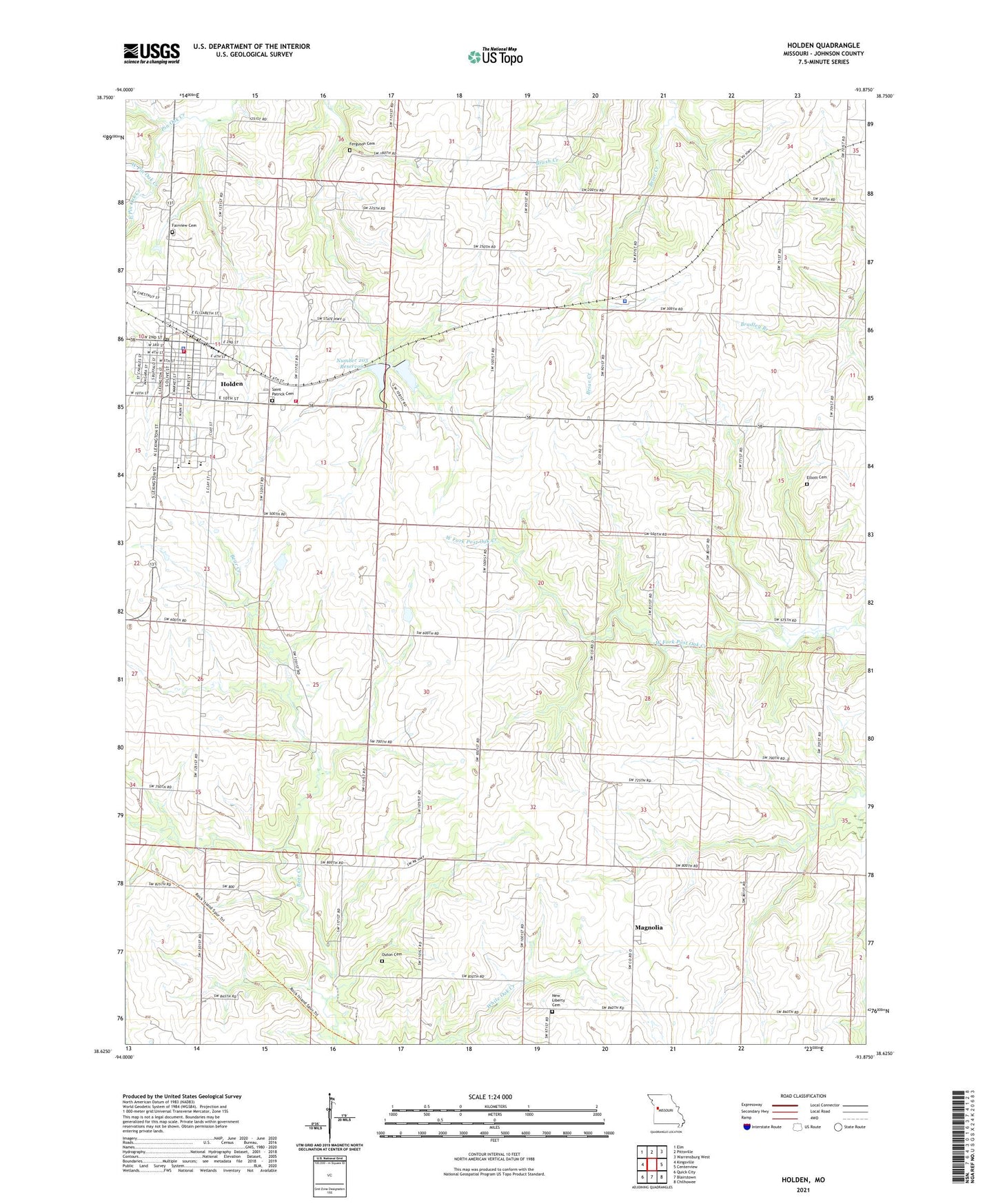 Holden Missouri US Topo Map Image