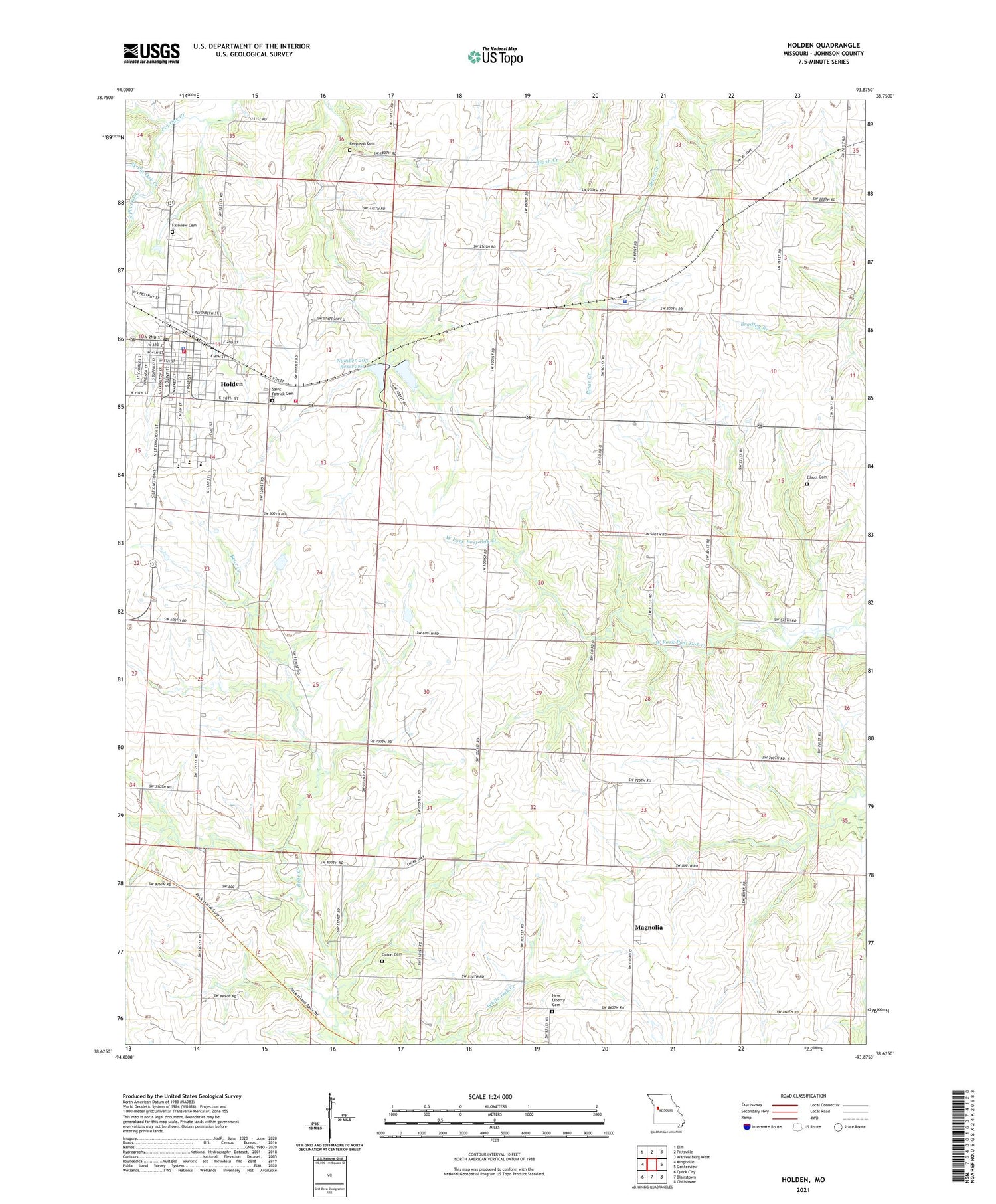 Holden Missouri US Topo Map Image