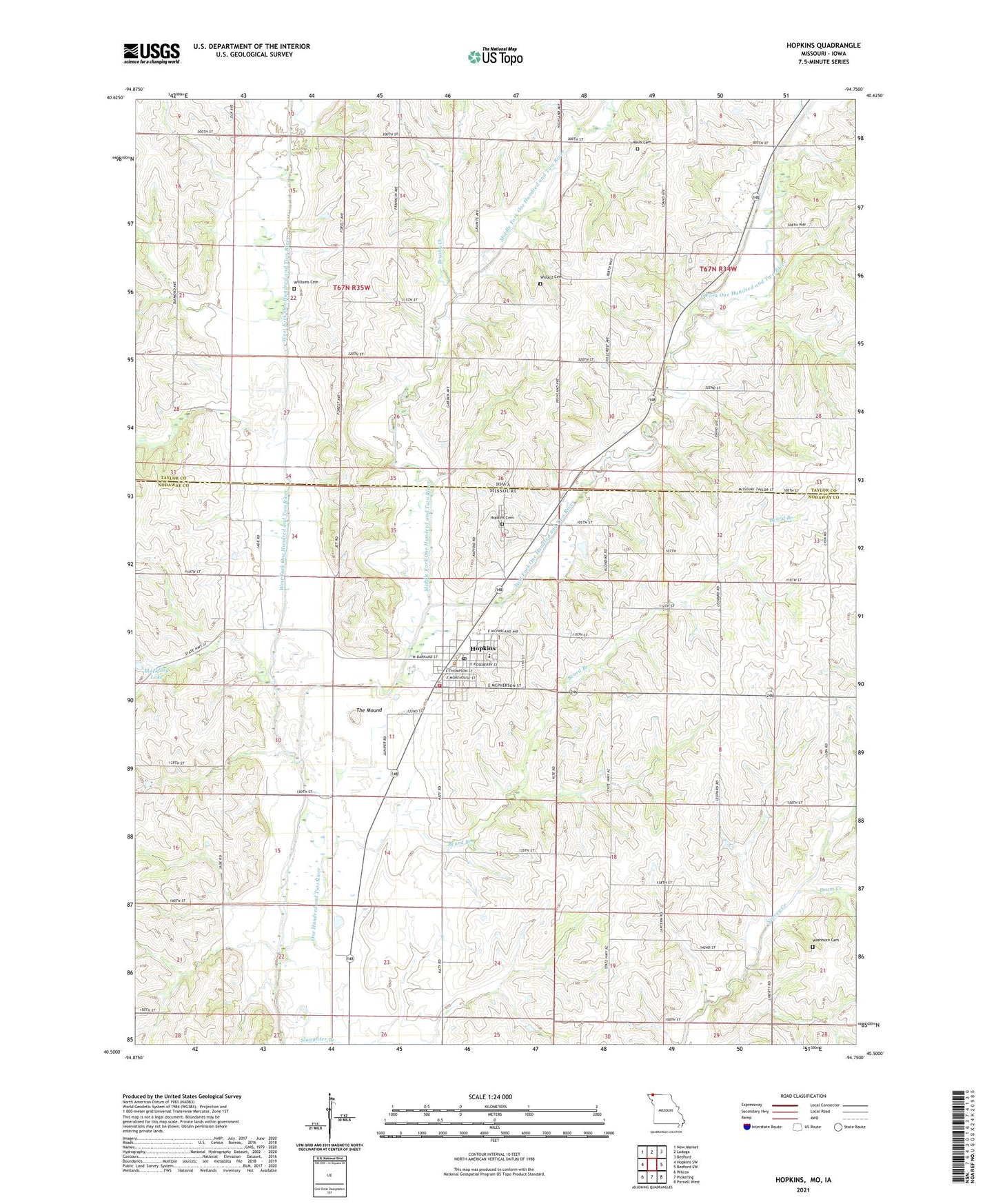 Hopkins Missouri US Topo Map Image