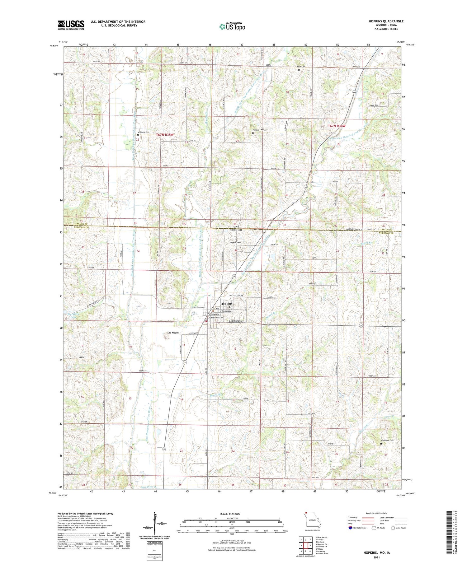 Hopkins Missouri US Topo Map Image