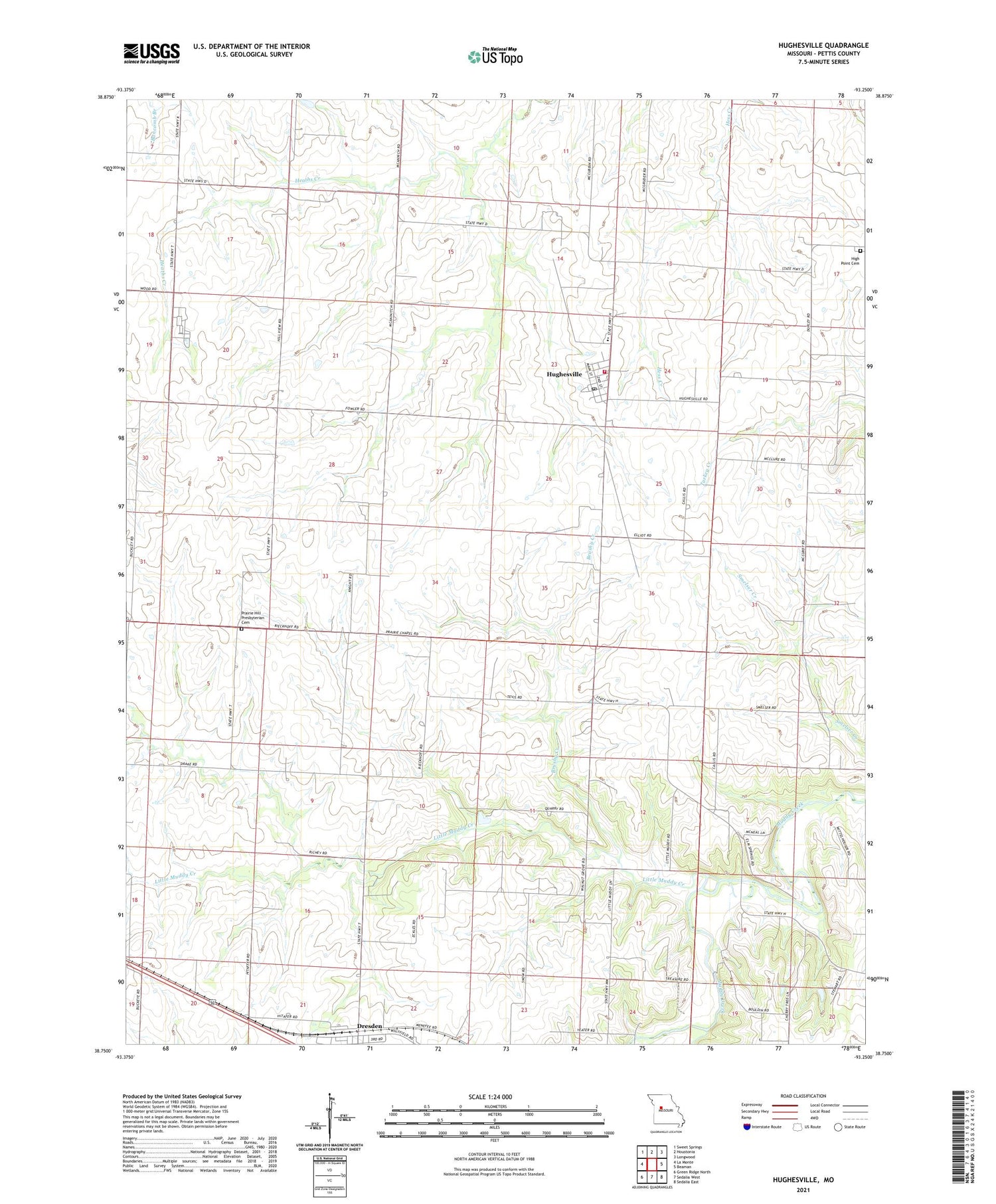 Hughesville Missouri US Topo Map Image