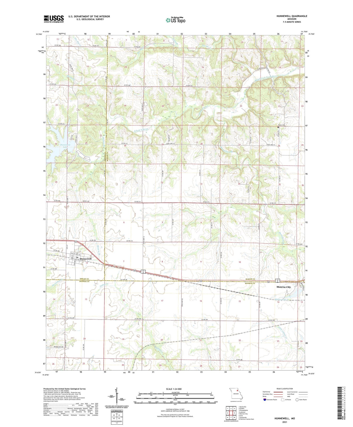Hunnewell Missouri US Topo Map Image