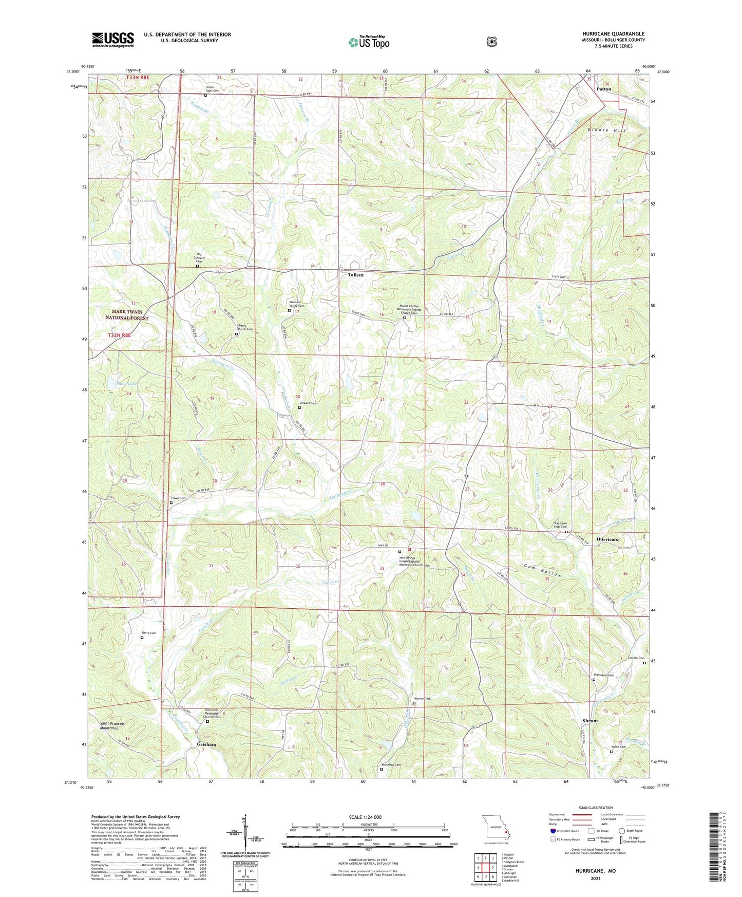 Hurricane Missouri US Topo Map Image
