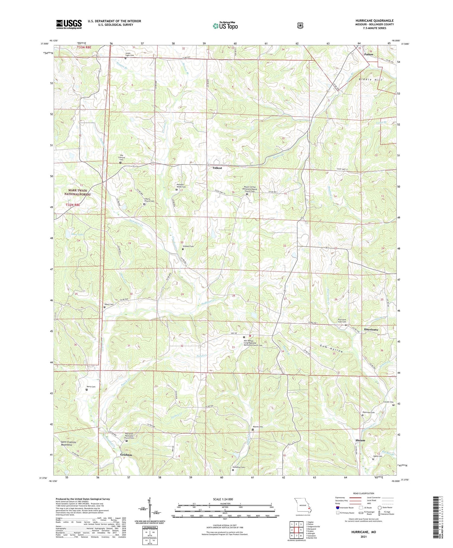 Hurricane Missouri US Topo Map Image
