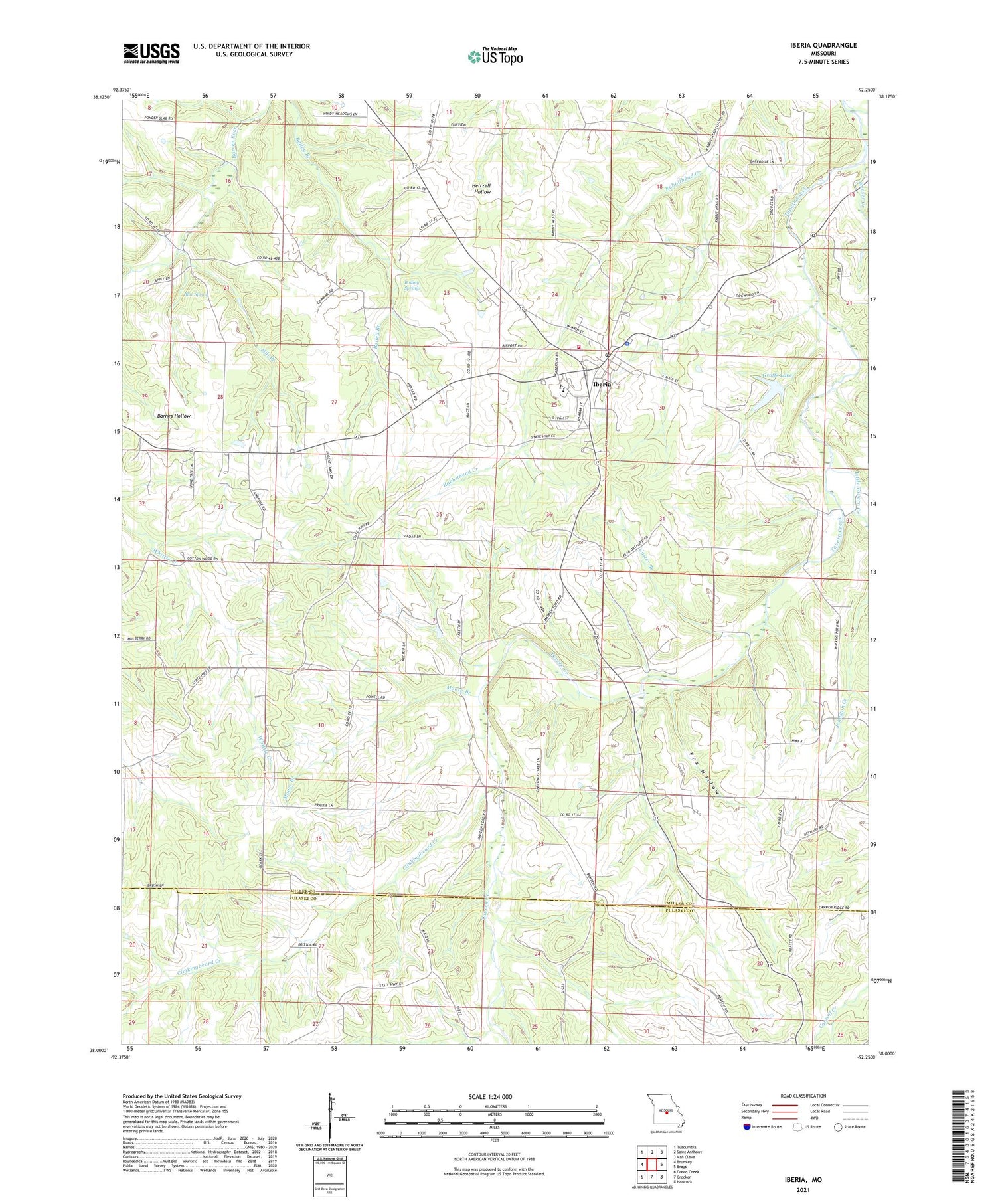 Iberia Missouri US Topo Map Image