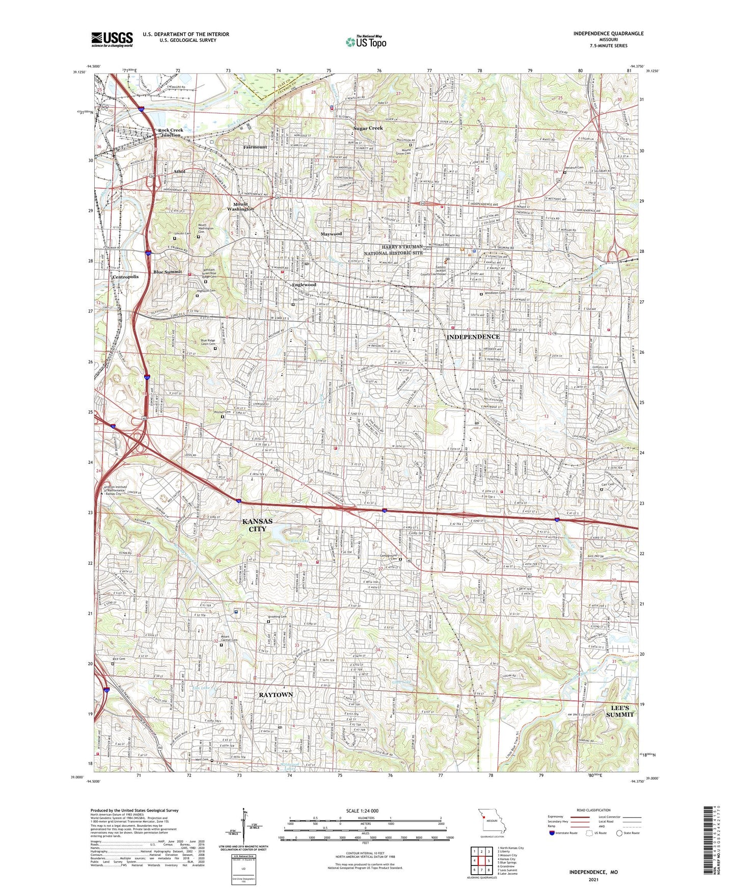 Independence Missouri US Topo Map Image
