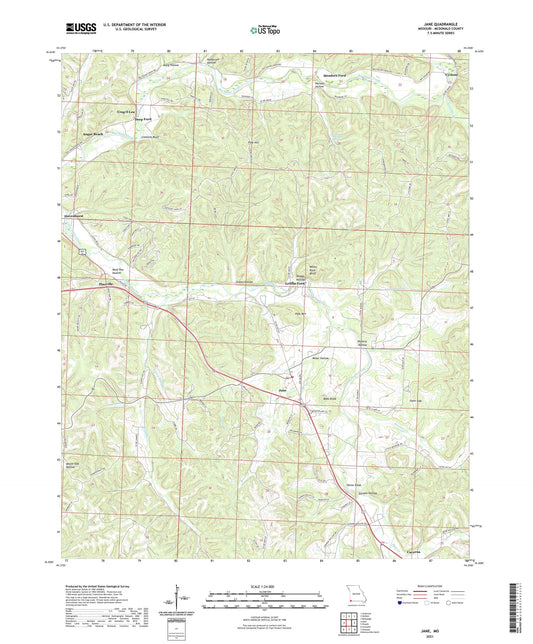 Jane Missouri US Topo Map Image