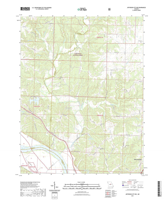 Jefferson City NW Missouri US Topo Map Image