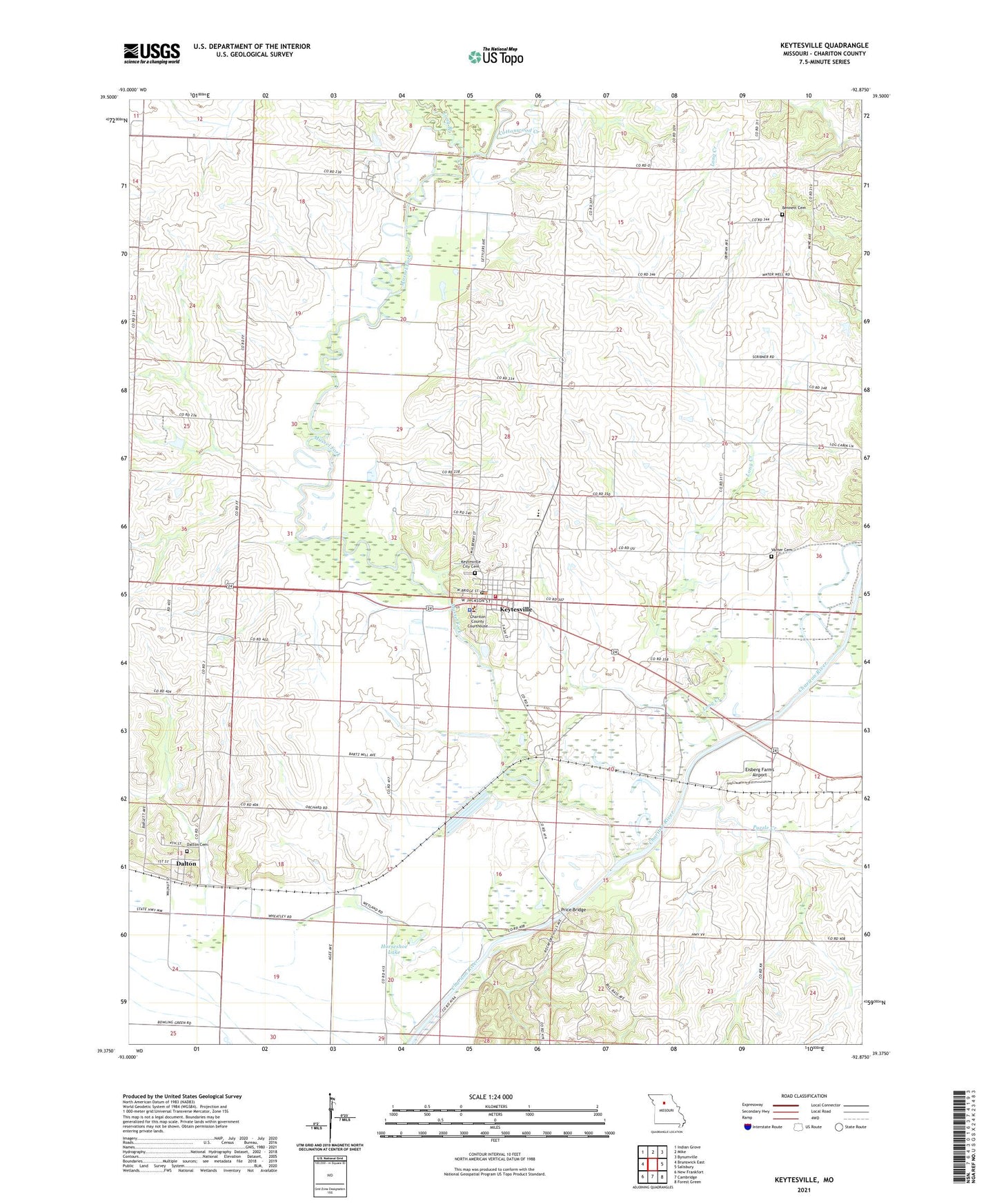 Keytesville Missouri US Topo Map Image