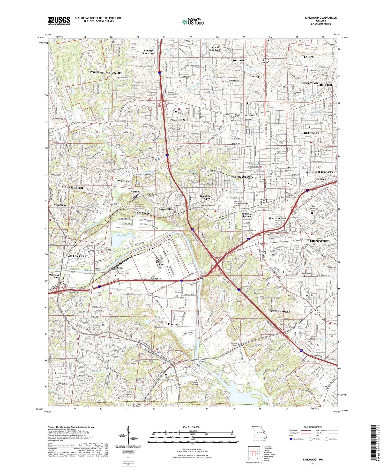 Kirkwood Missouri US Topo Map Image