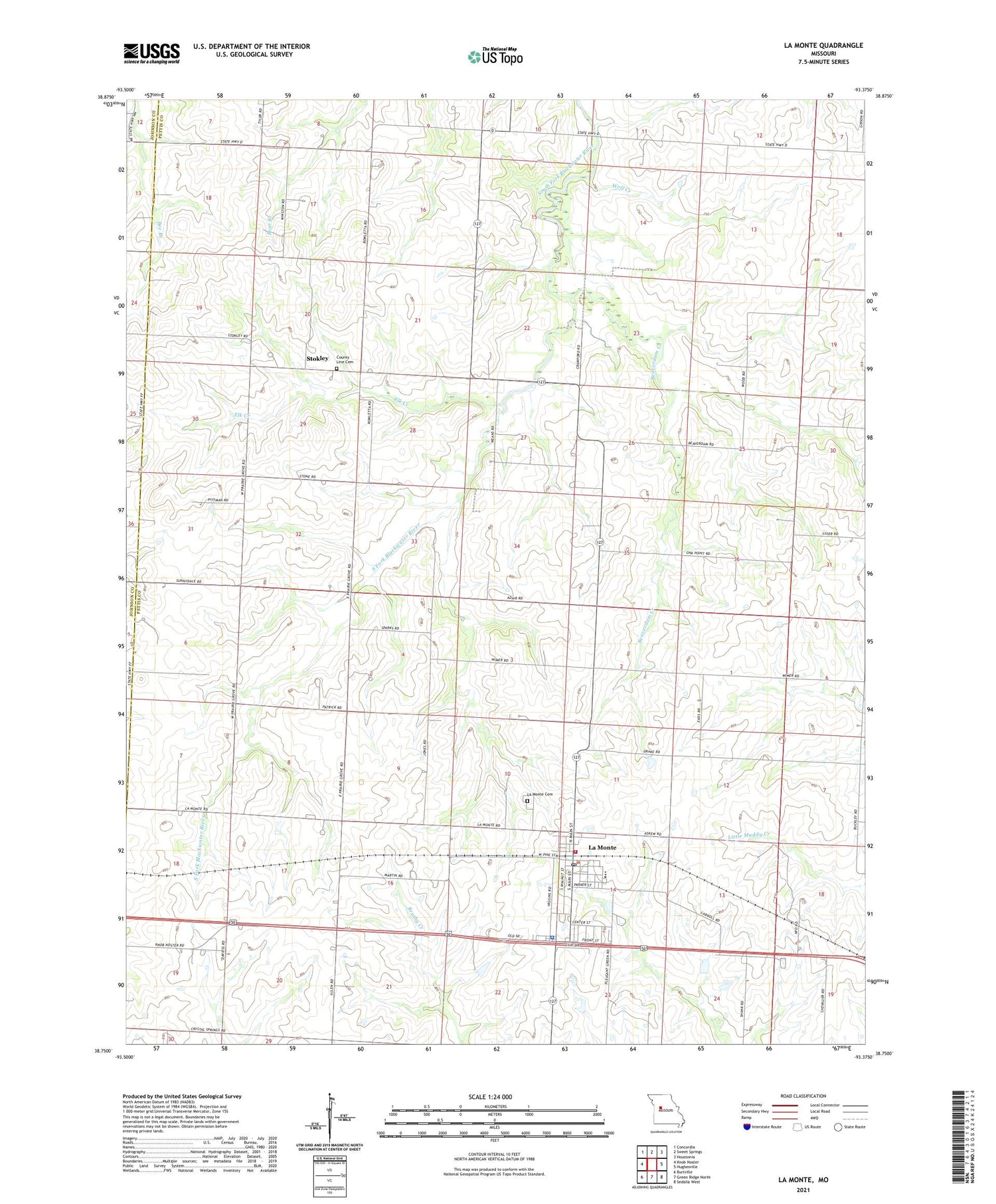 La Monte Missouri US Topo Map Image