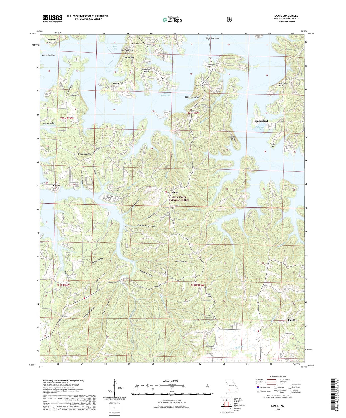 Lampe Missouri US Topo Map Image
