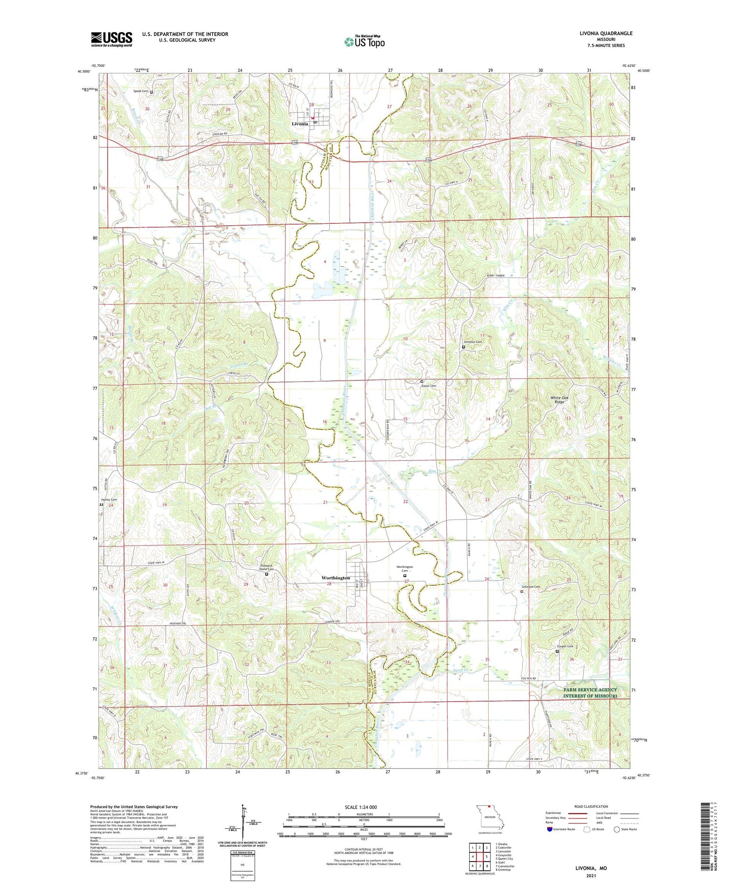 Livonia Missouri US Topo Map Image