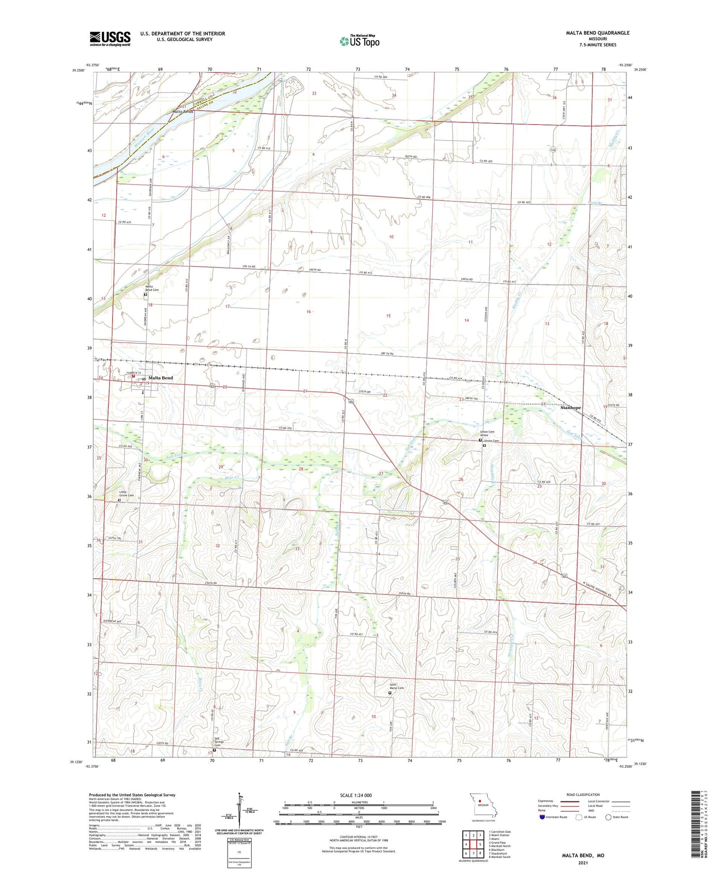 Malta Bend Missouri US Topo Map Image