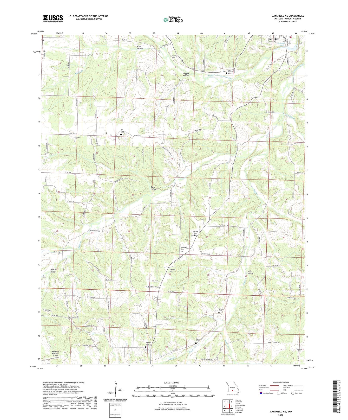 Mansfield NE Missouri US Topo Map Image