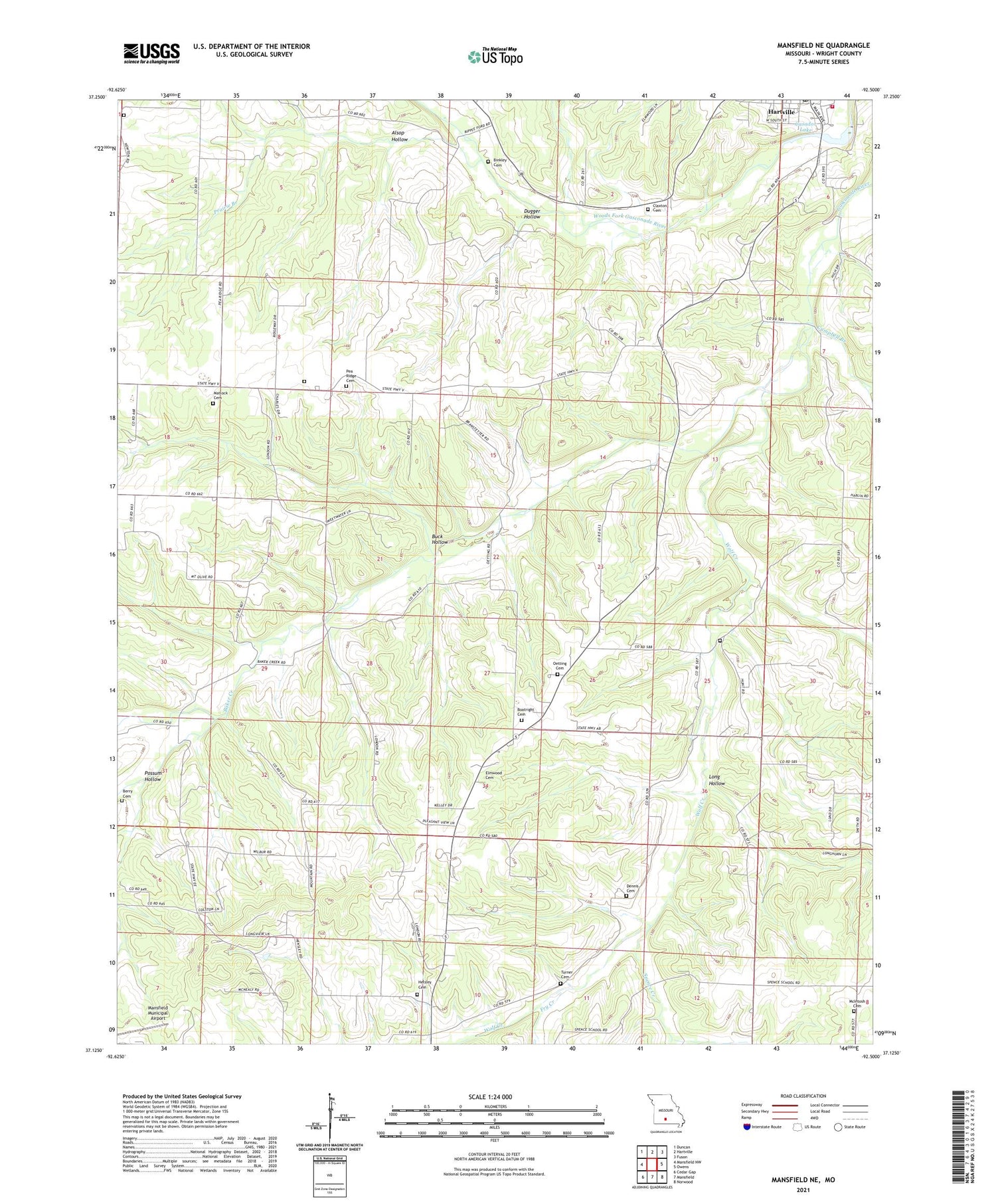 Mansfield NE Missouri US Topo Map Image
