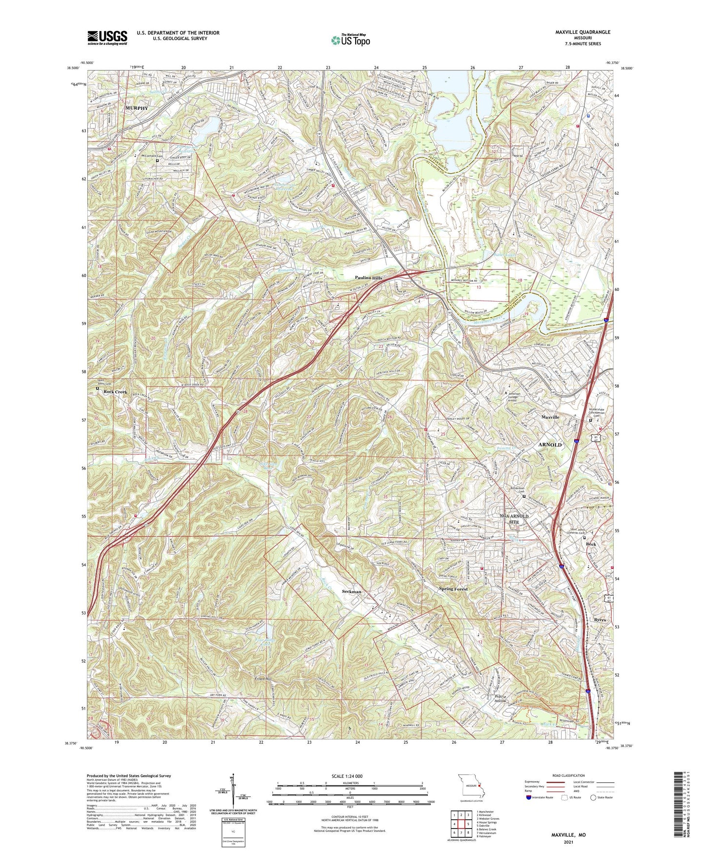 Maxville Missouri US Topo Map Image