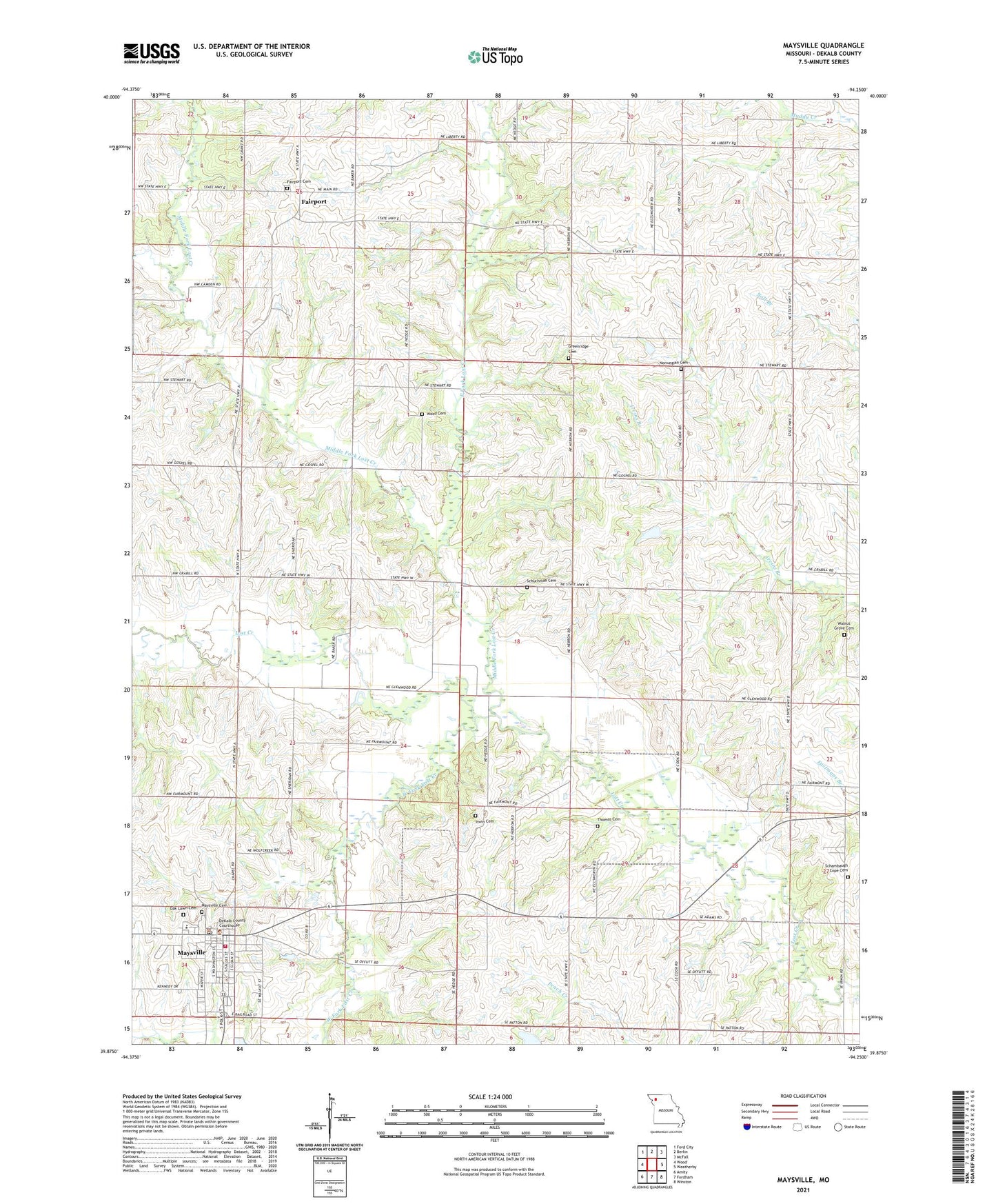 Maysville Missouri US Topo Map Image