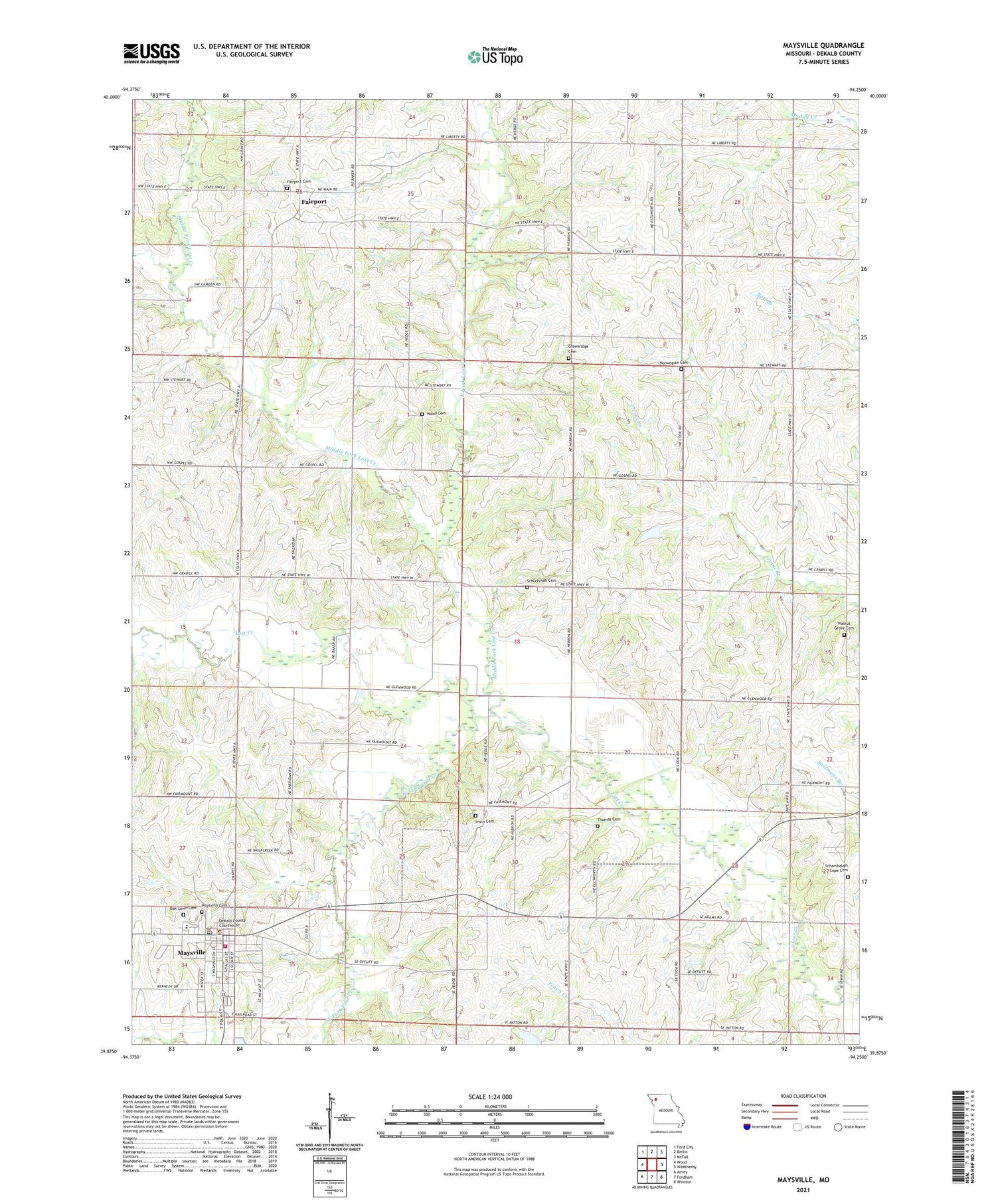 Maysville Missouri US Topo Map Image