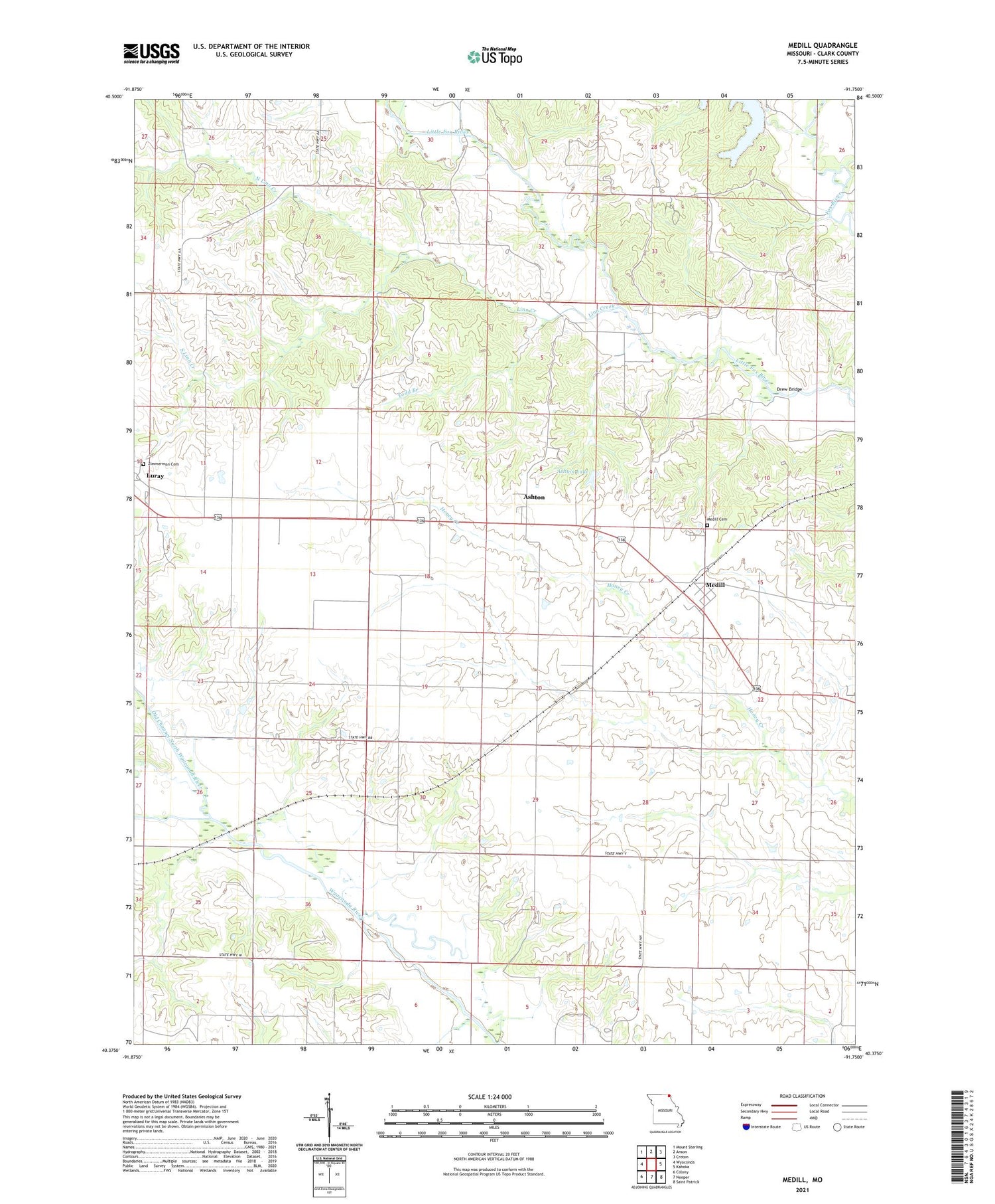 Medill Missouri US Topo Map Image