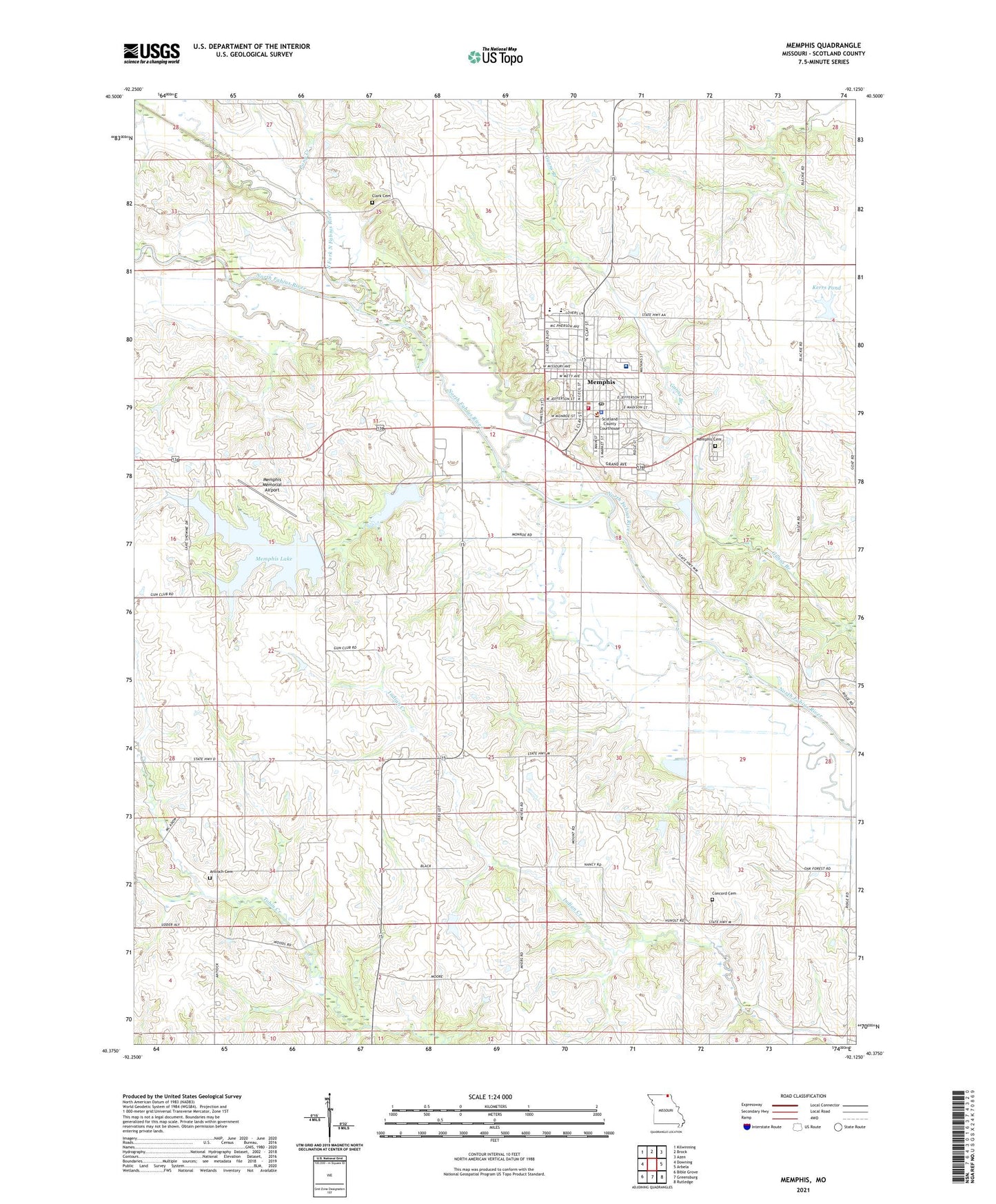 Memphis Missouri US Topo Map Image