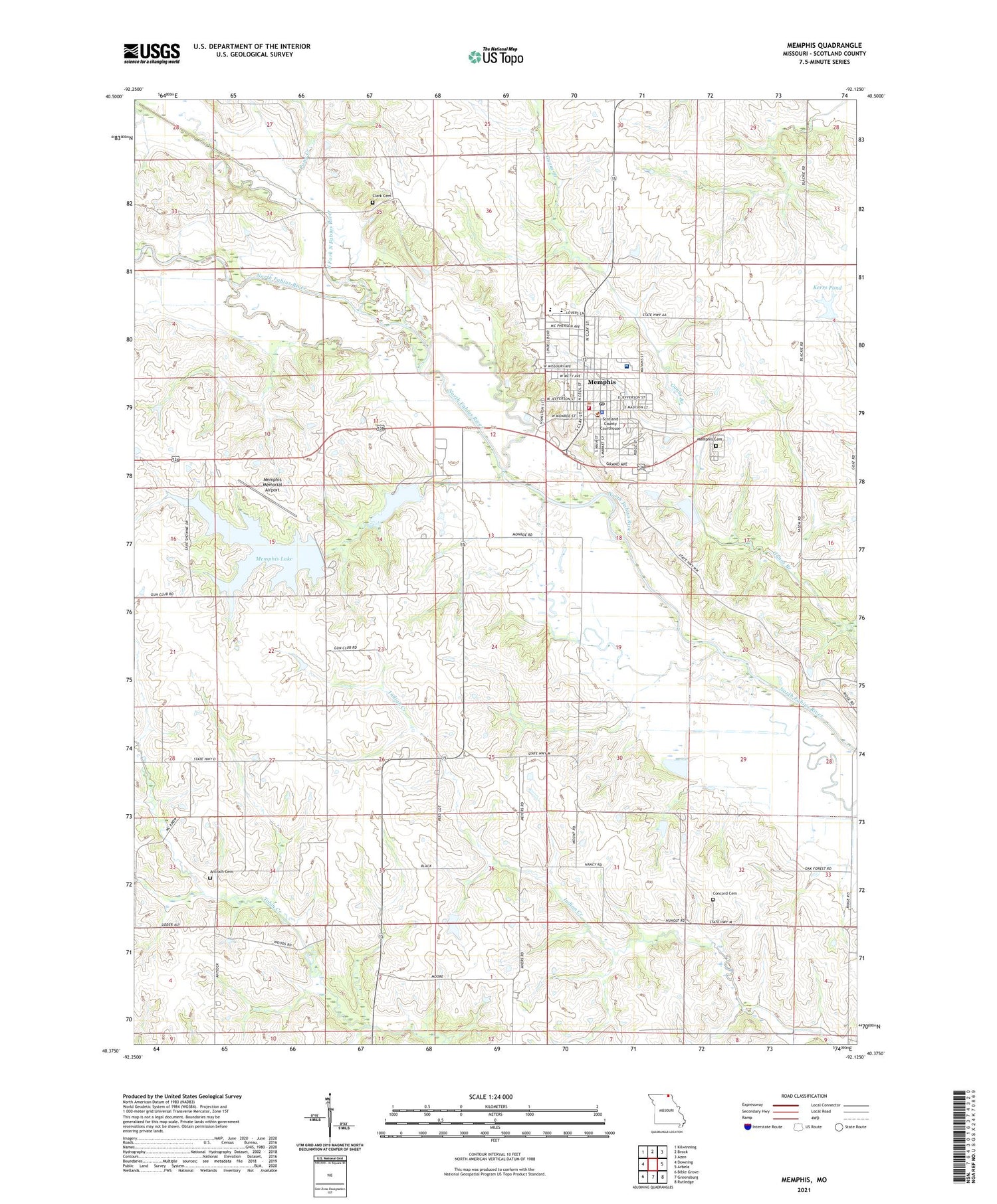 Memphis Missouri US Topo Map Image