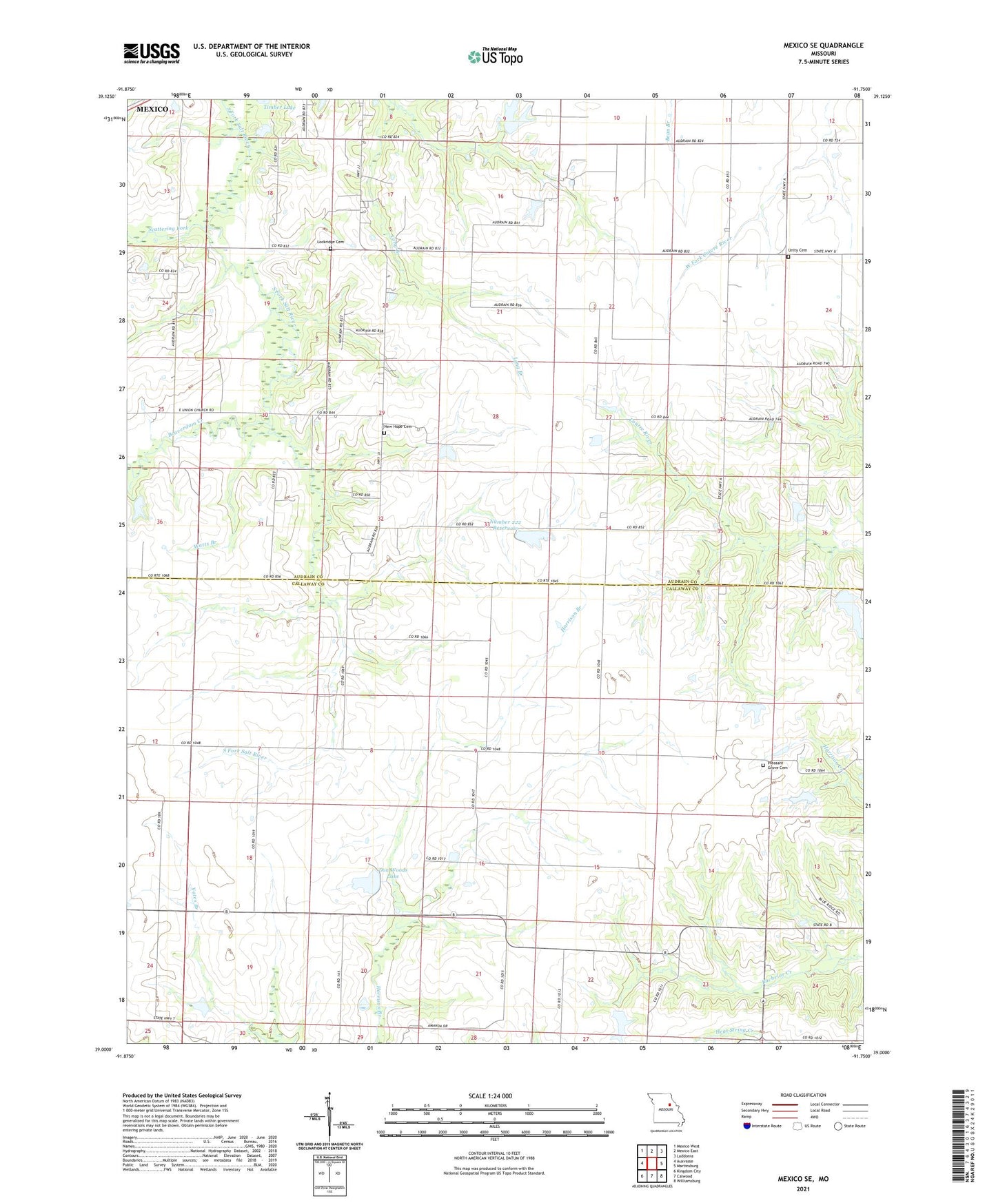 Mexico SE Missouri US Topo Map Image