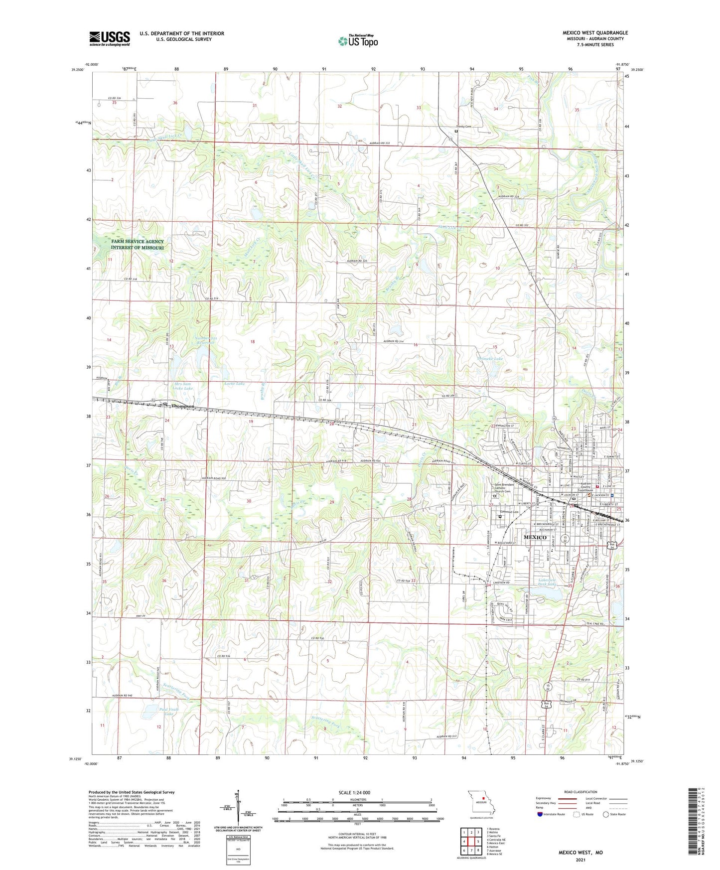 Mexico West Missouri US Topo Map Image
