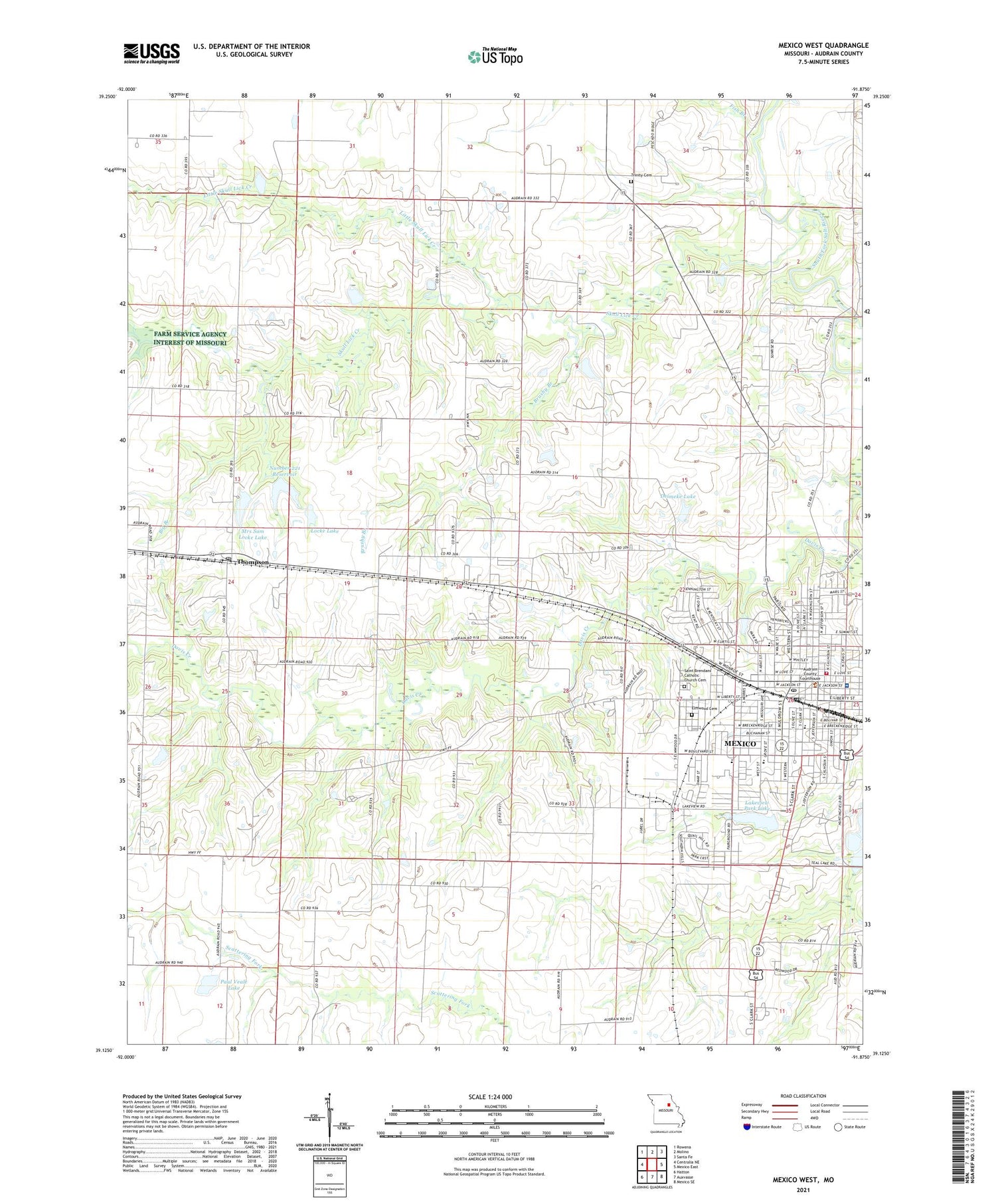 Mexico West Missouri US Topo Map Image