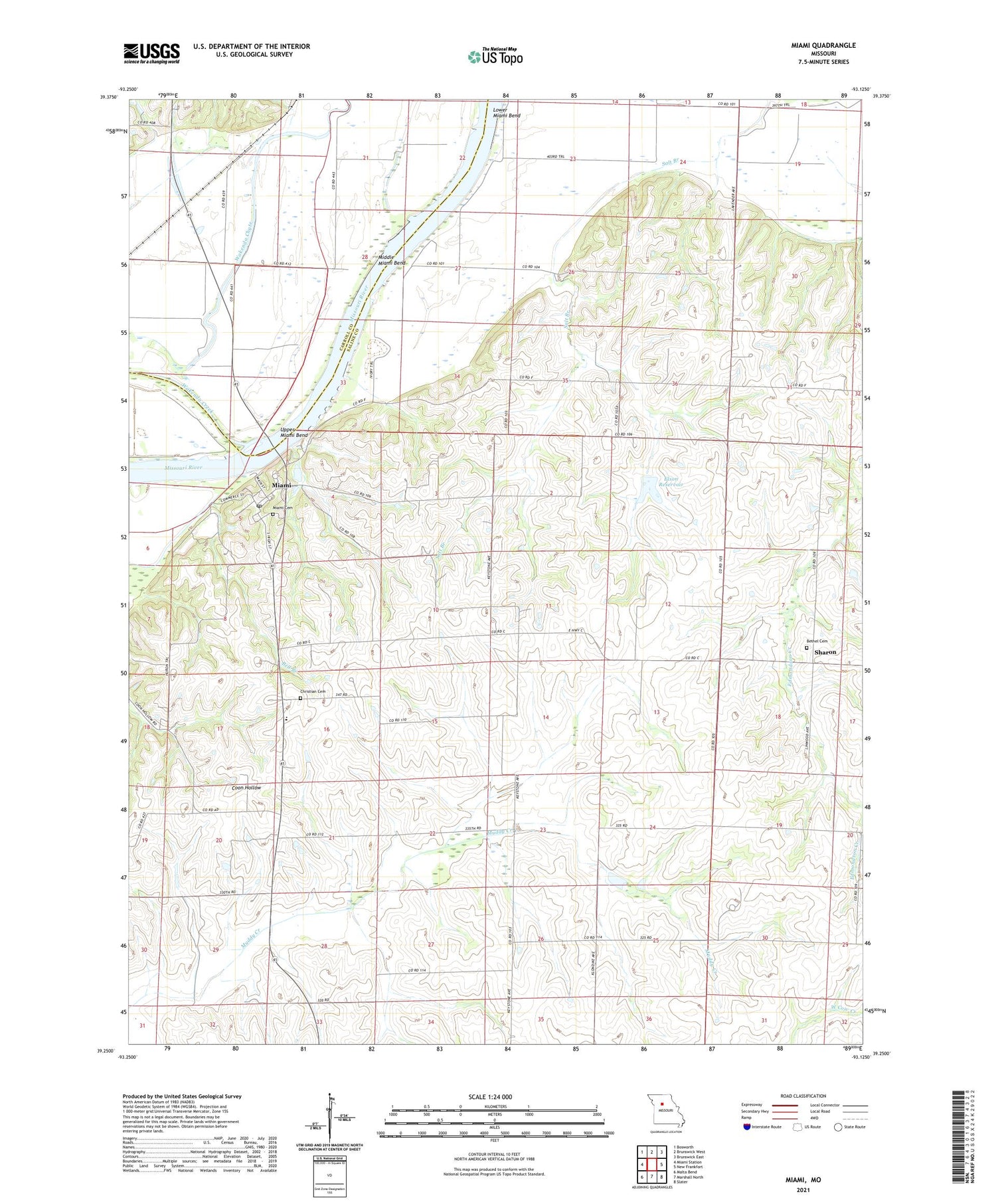 Miami Missouri US Topo Map Image
