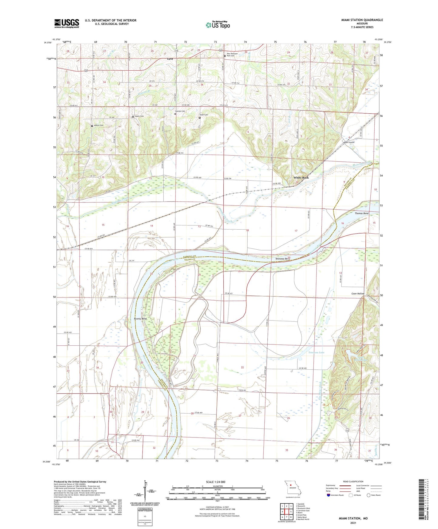 Miami Station Missouri US Topo Map Image