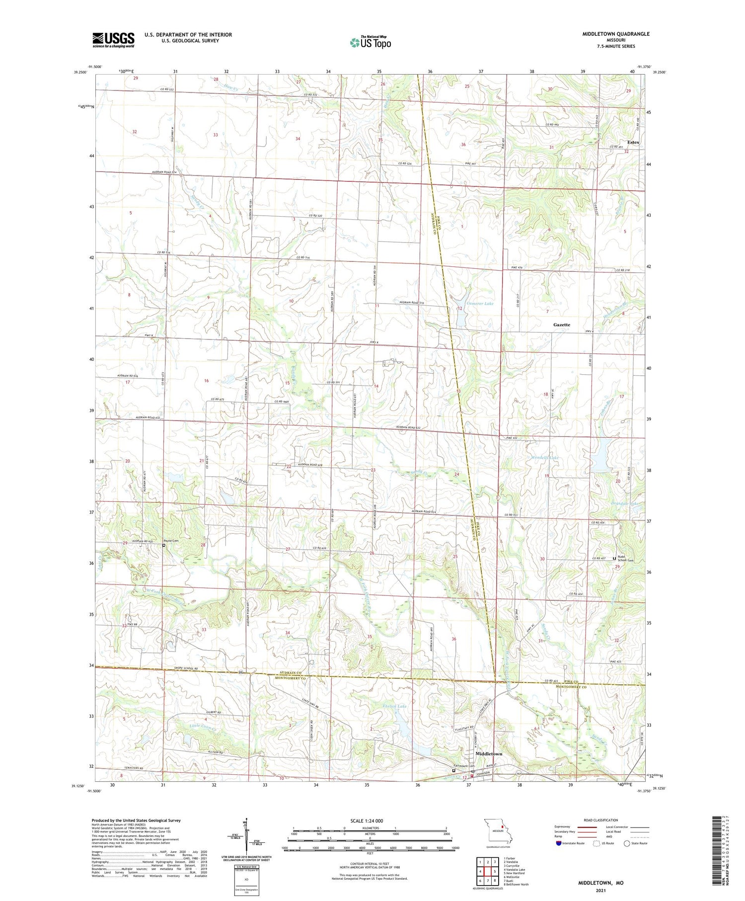 Middletown Missouri US Topo Map Image