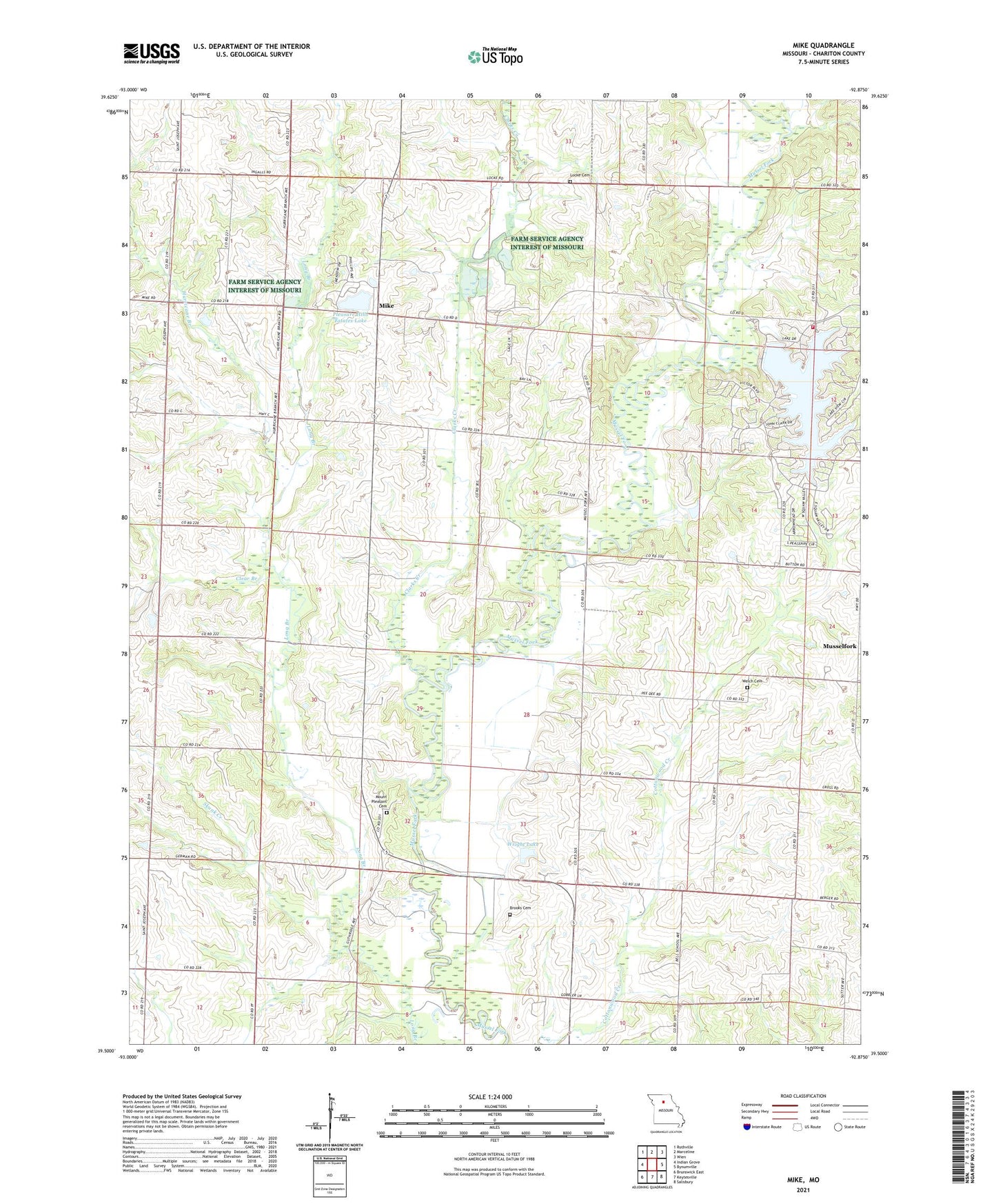 Mike Missouri US Topo Map Image
