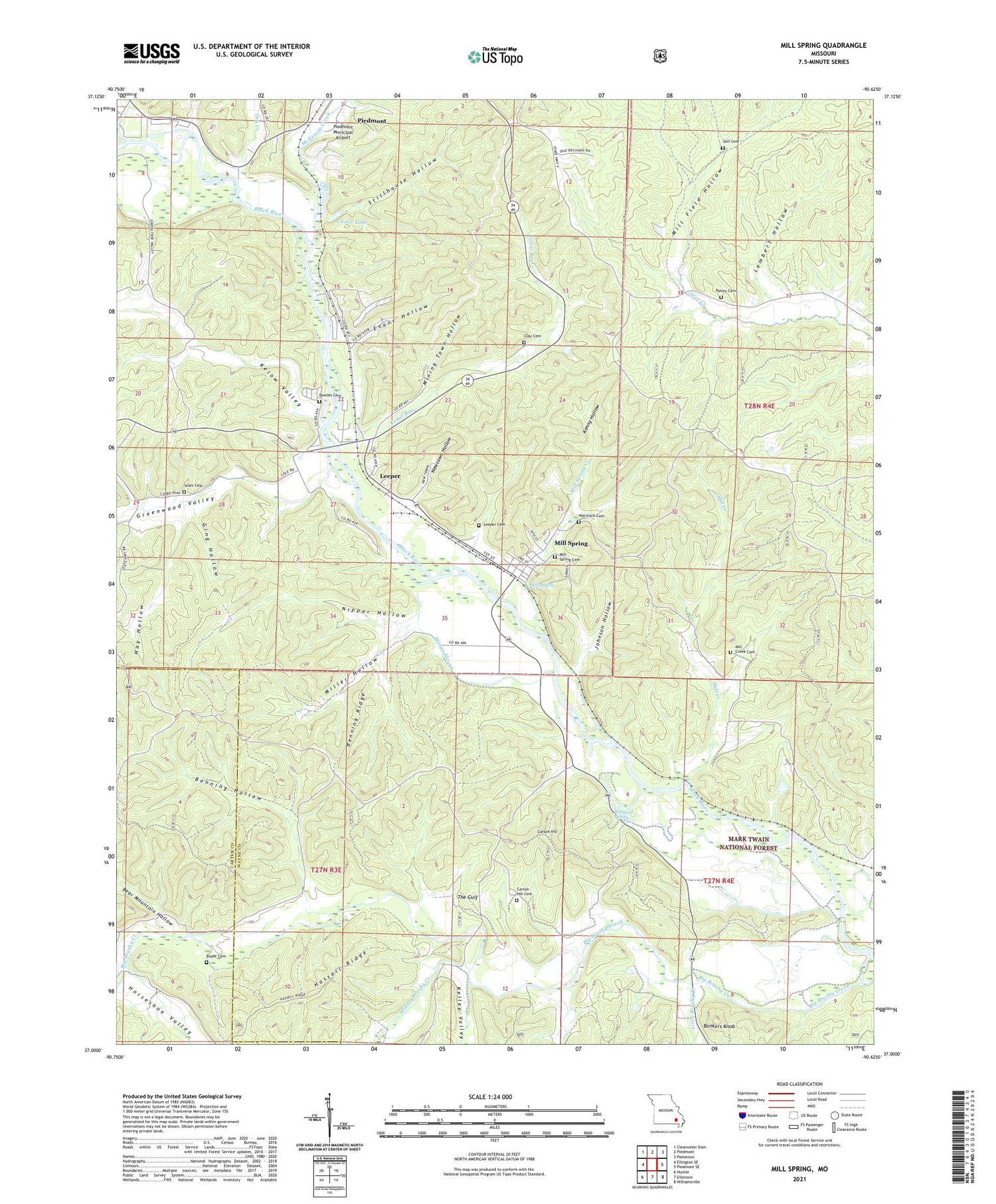 Mill Spring Missouri US Topo Map Image