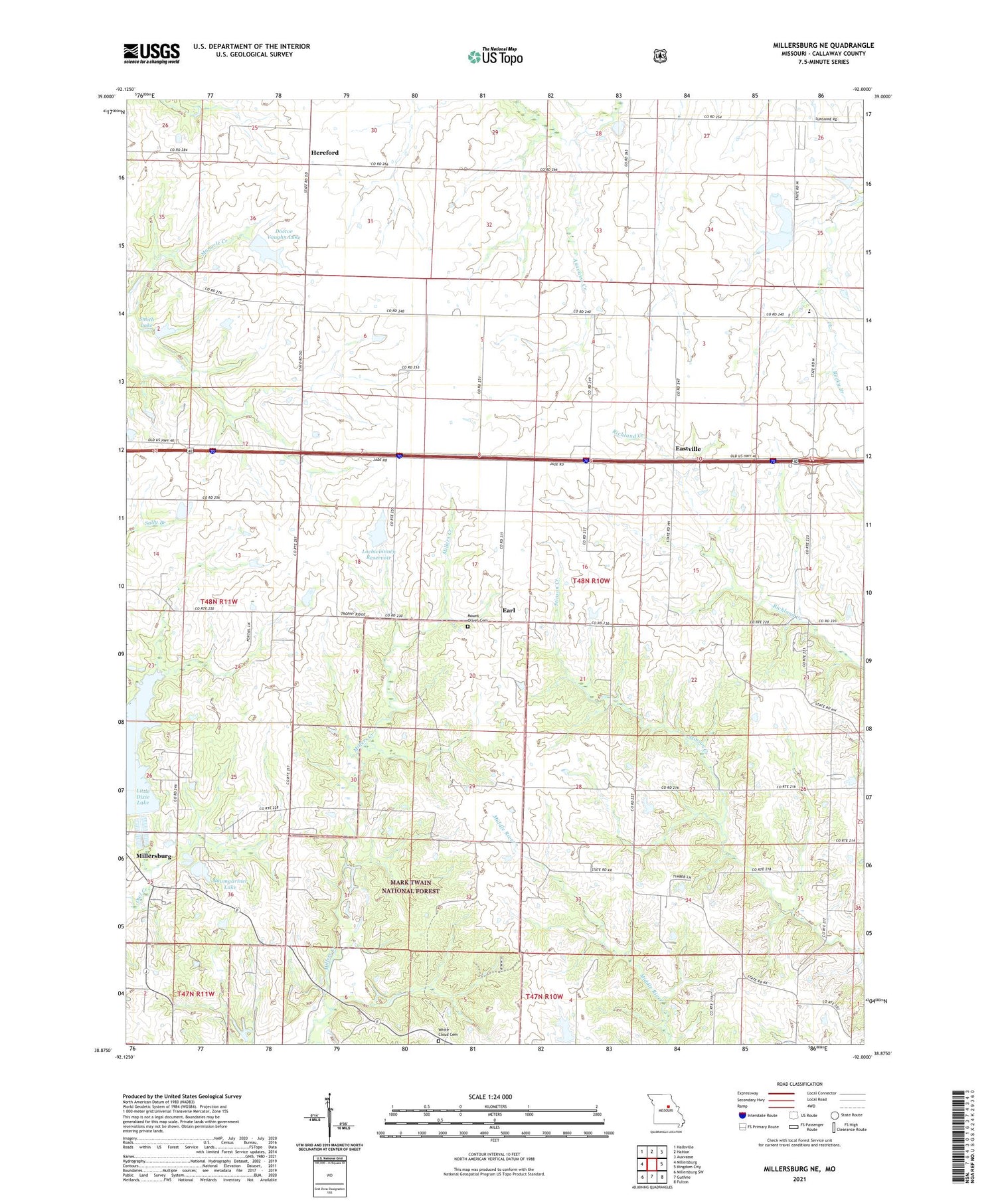Millersburg NE Missouri US Topo Map Image