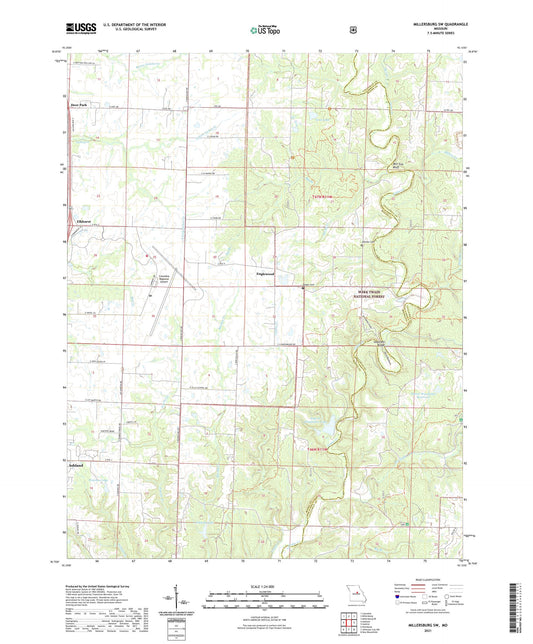 Millersburg SW Missouri US Topo Map Image