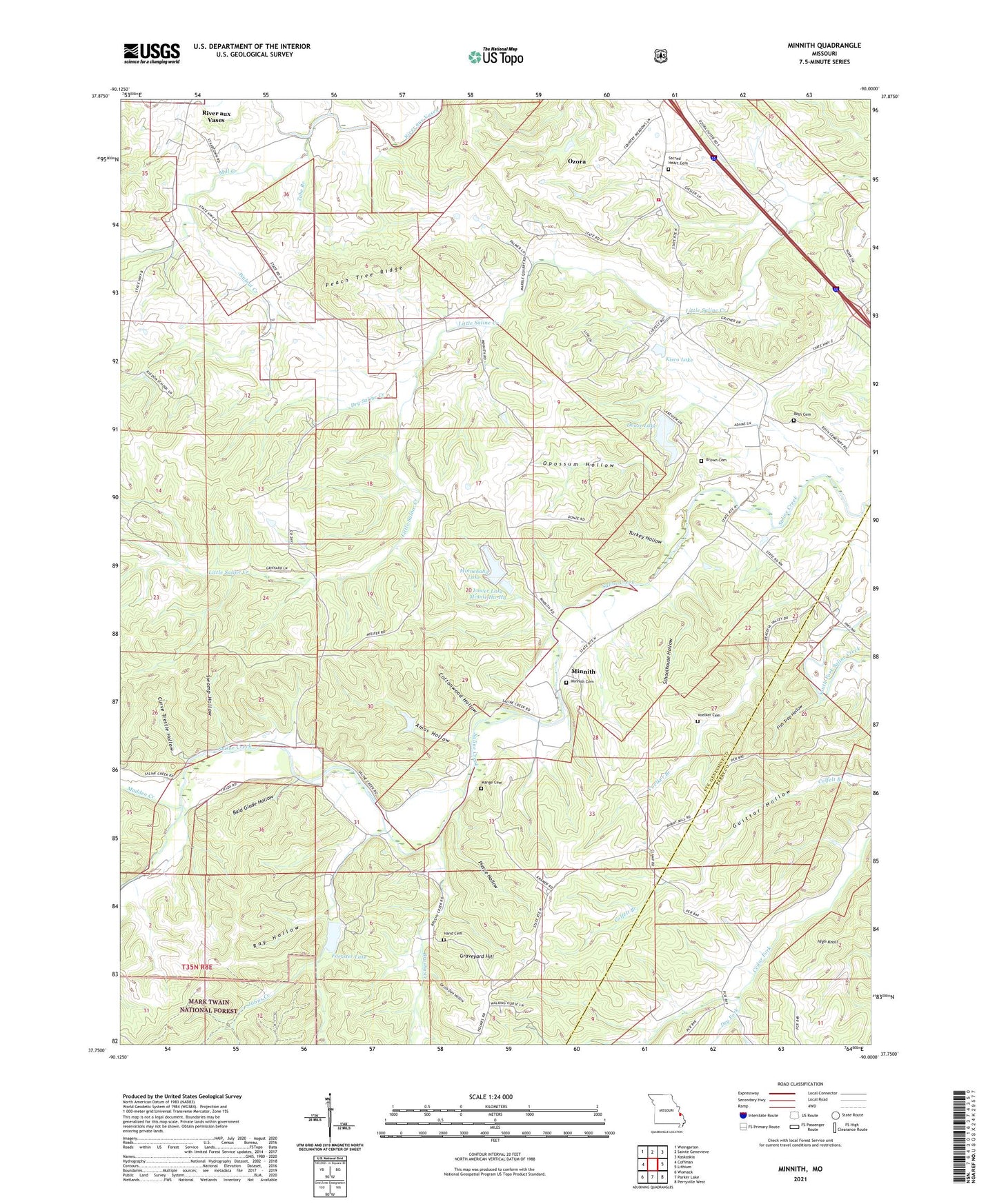 Minnith Missouri US Topo Map Image