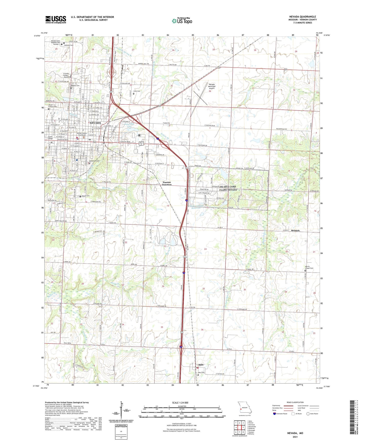 Nevada Missouri US Topo Map Image