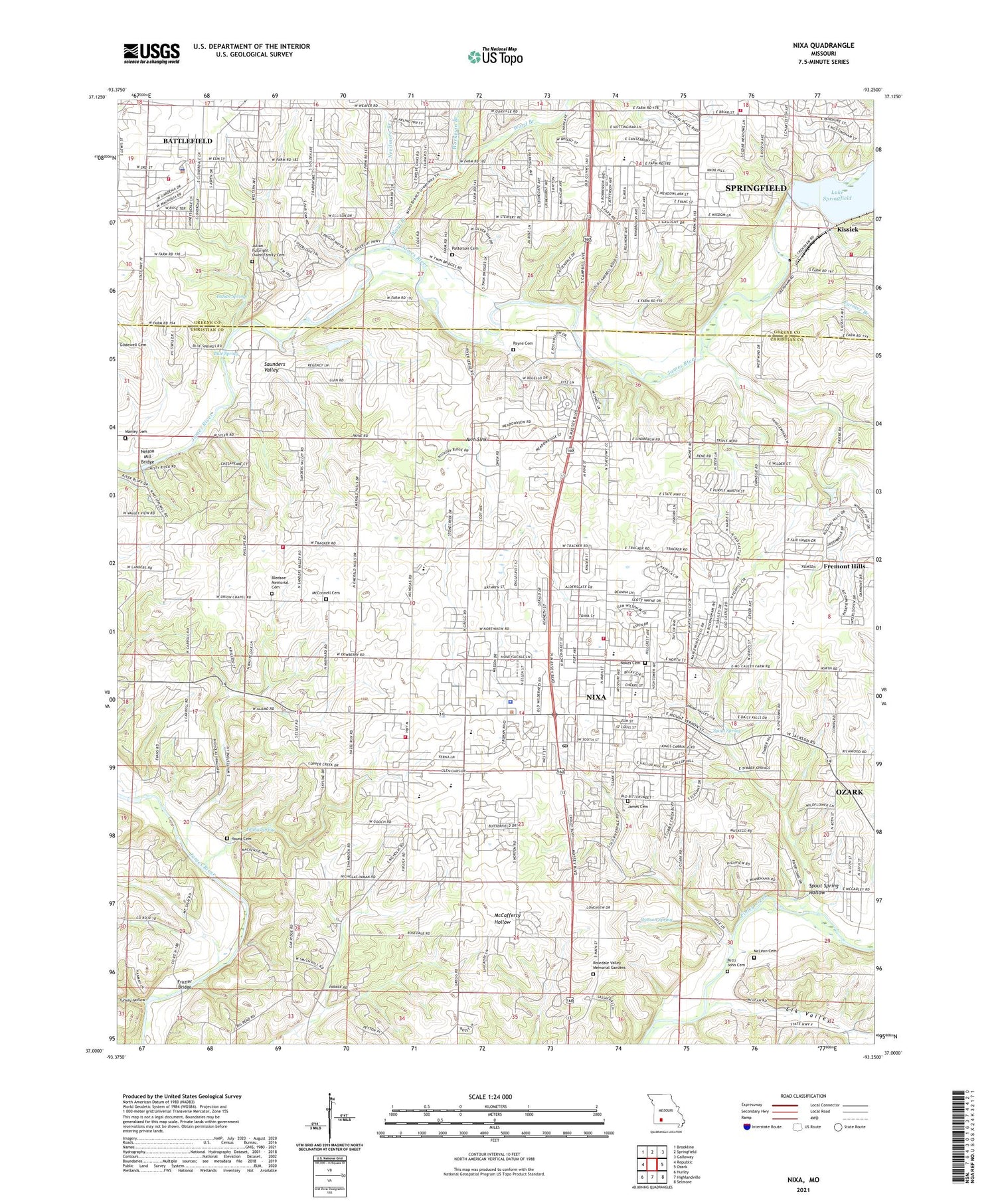 Nixa Missouri US Topo Map Image
