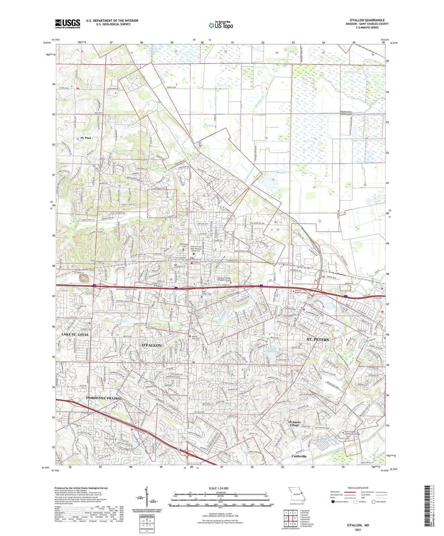 O'Fallon Missouri US Topo Map Image