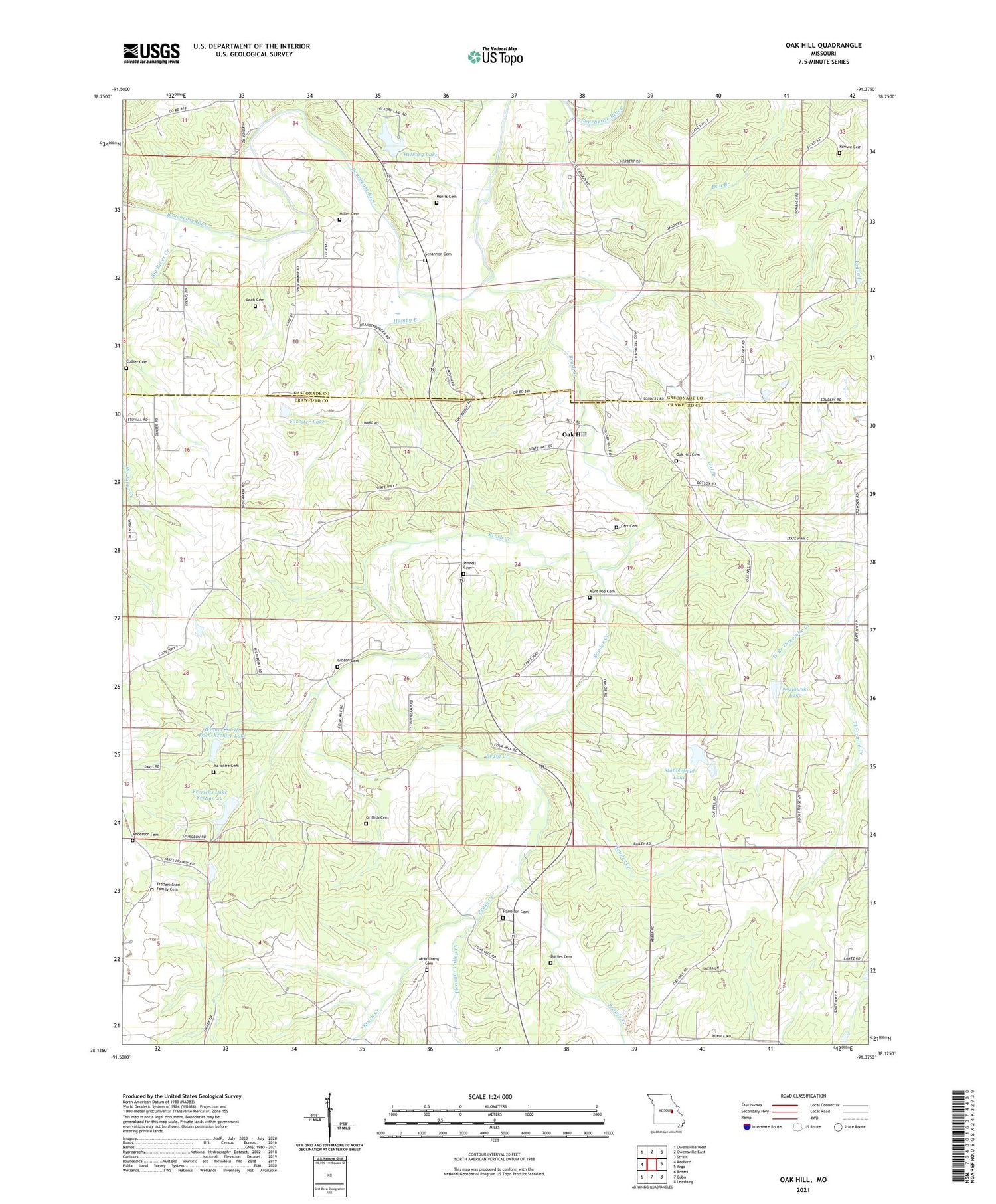 Oak Hill Missouri US Topo Map Image