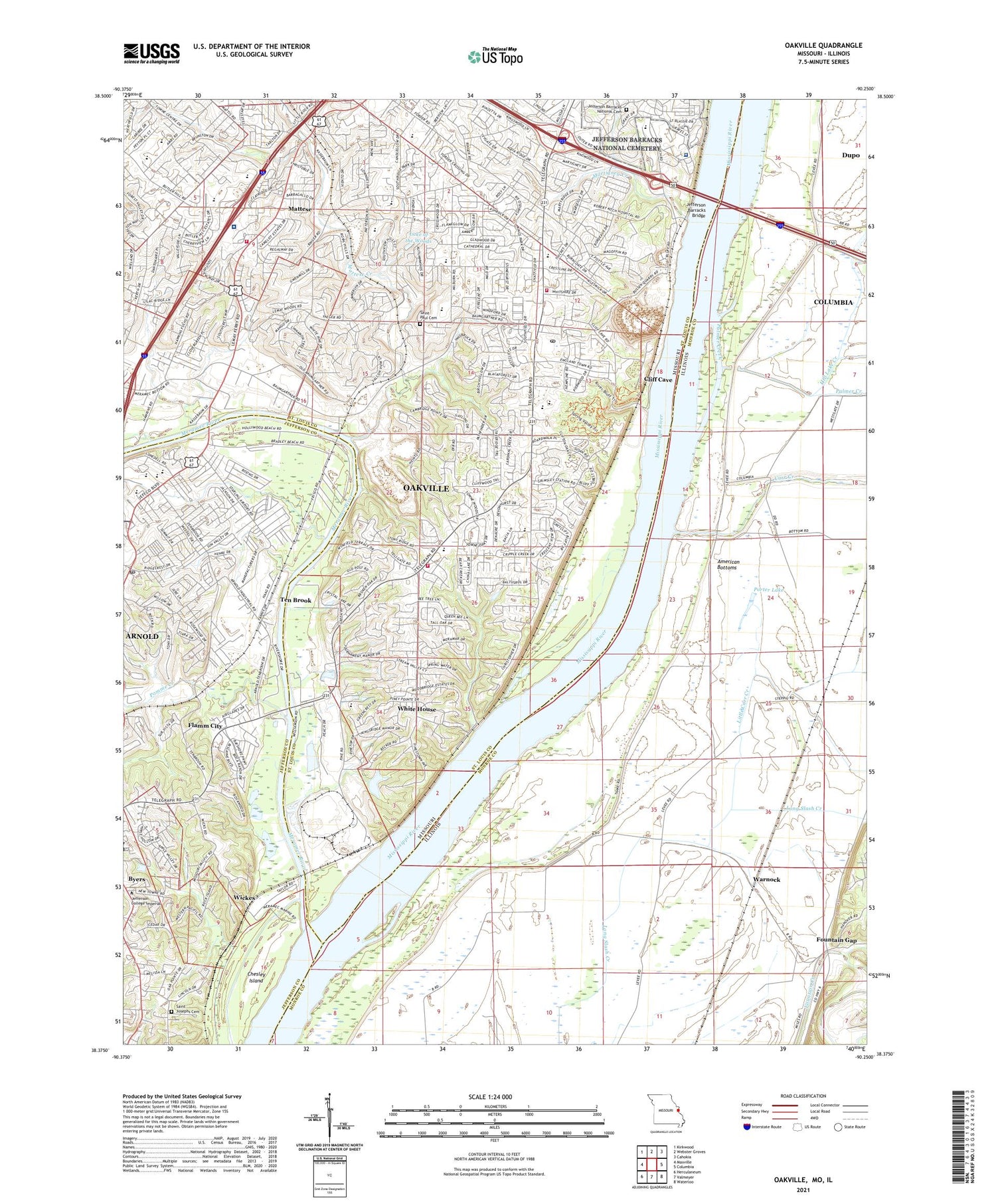Oakville Missouri US Topo Map Image