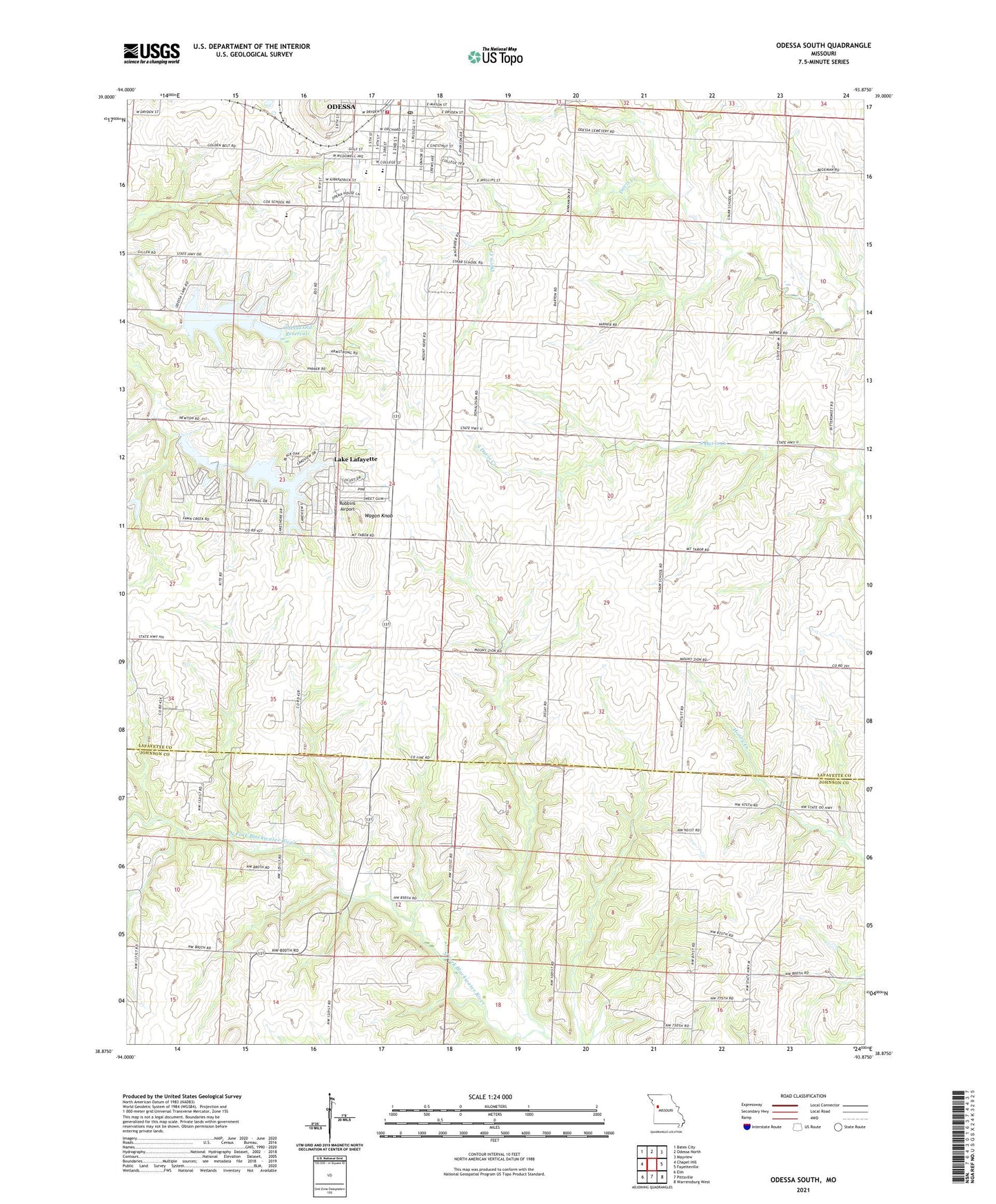 Odessa South Missouri US Topo Map Image