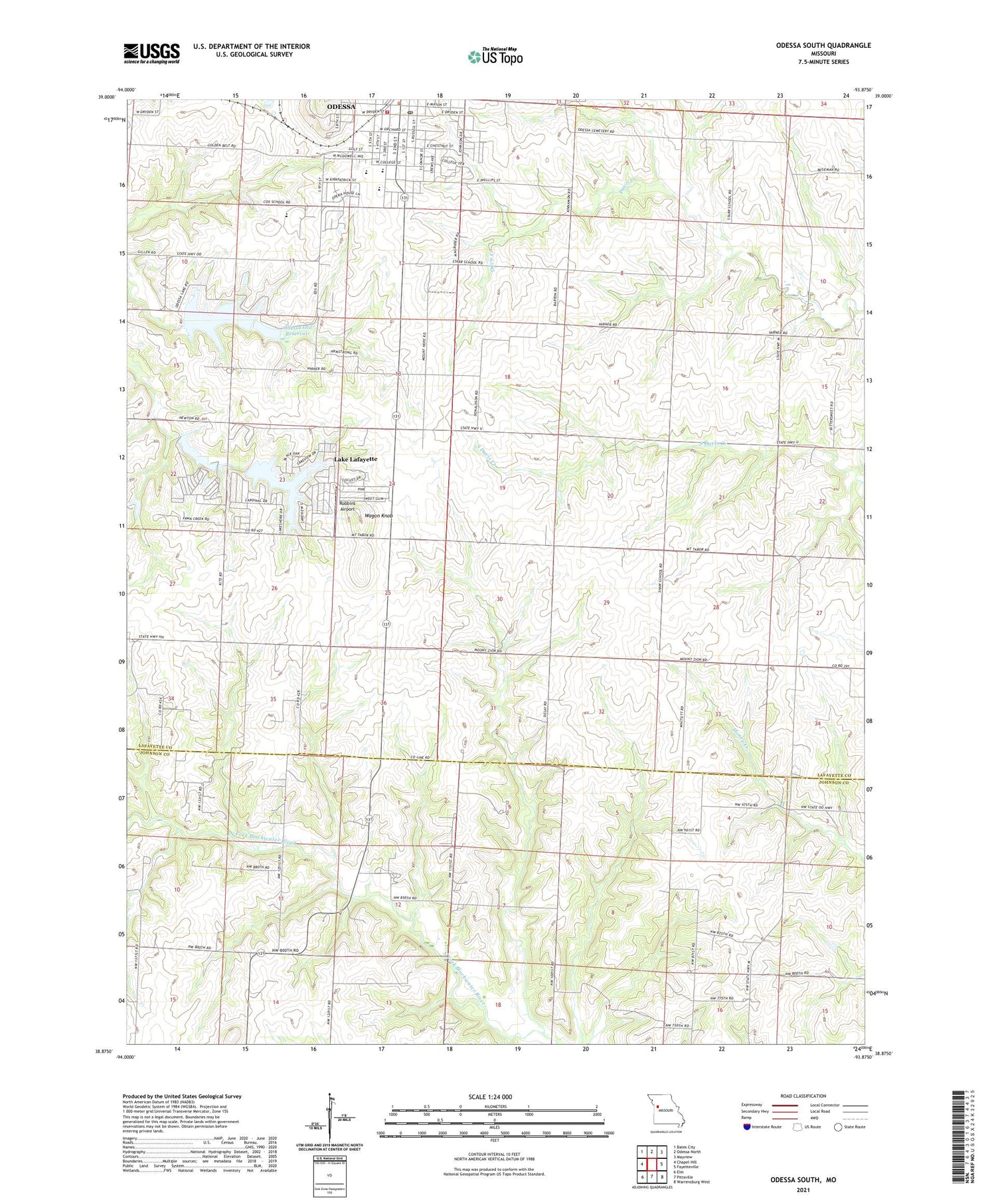 Odessa South Missouri US Topo Map Image