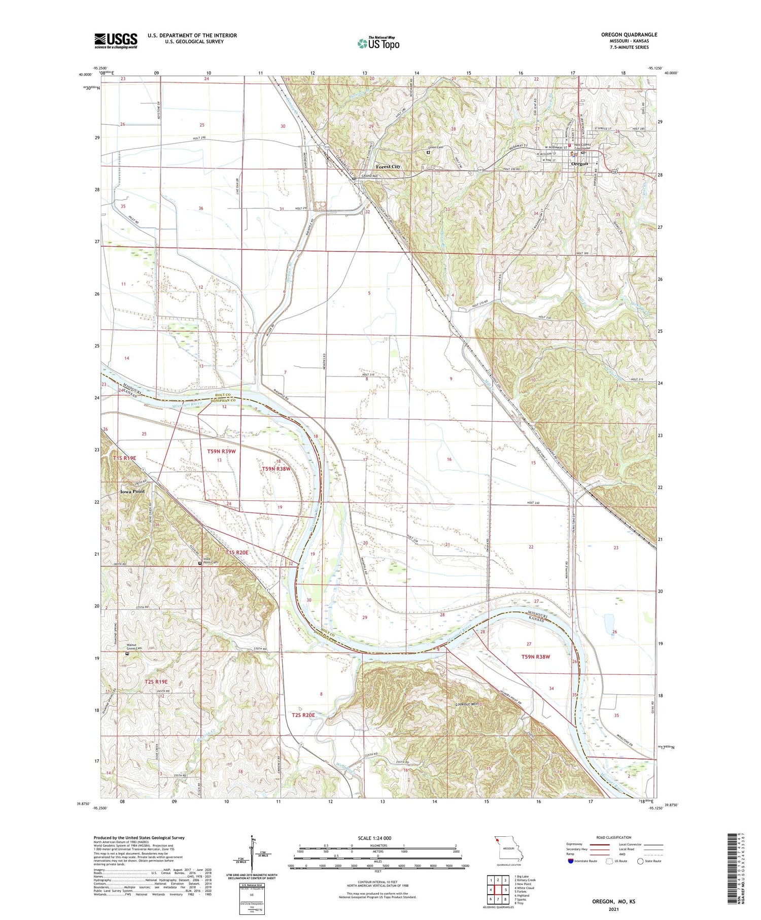 Oregon Missouri US Topo Map Image