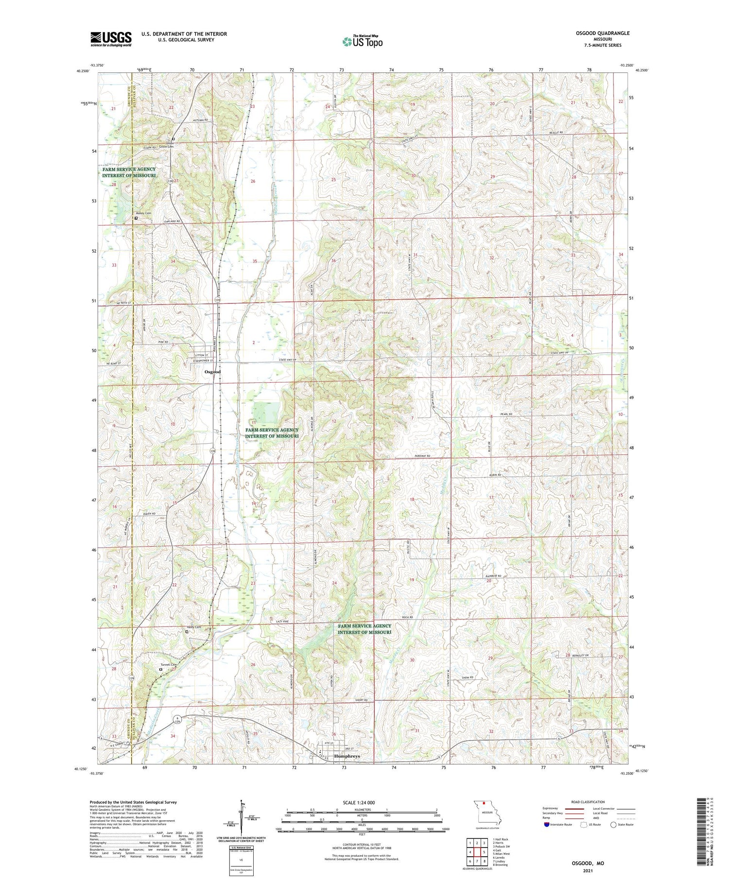 Osgood Missouri US Topo Map Image